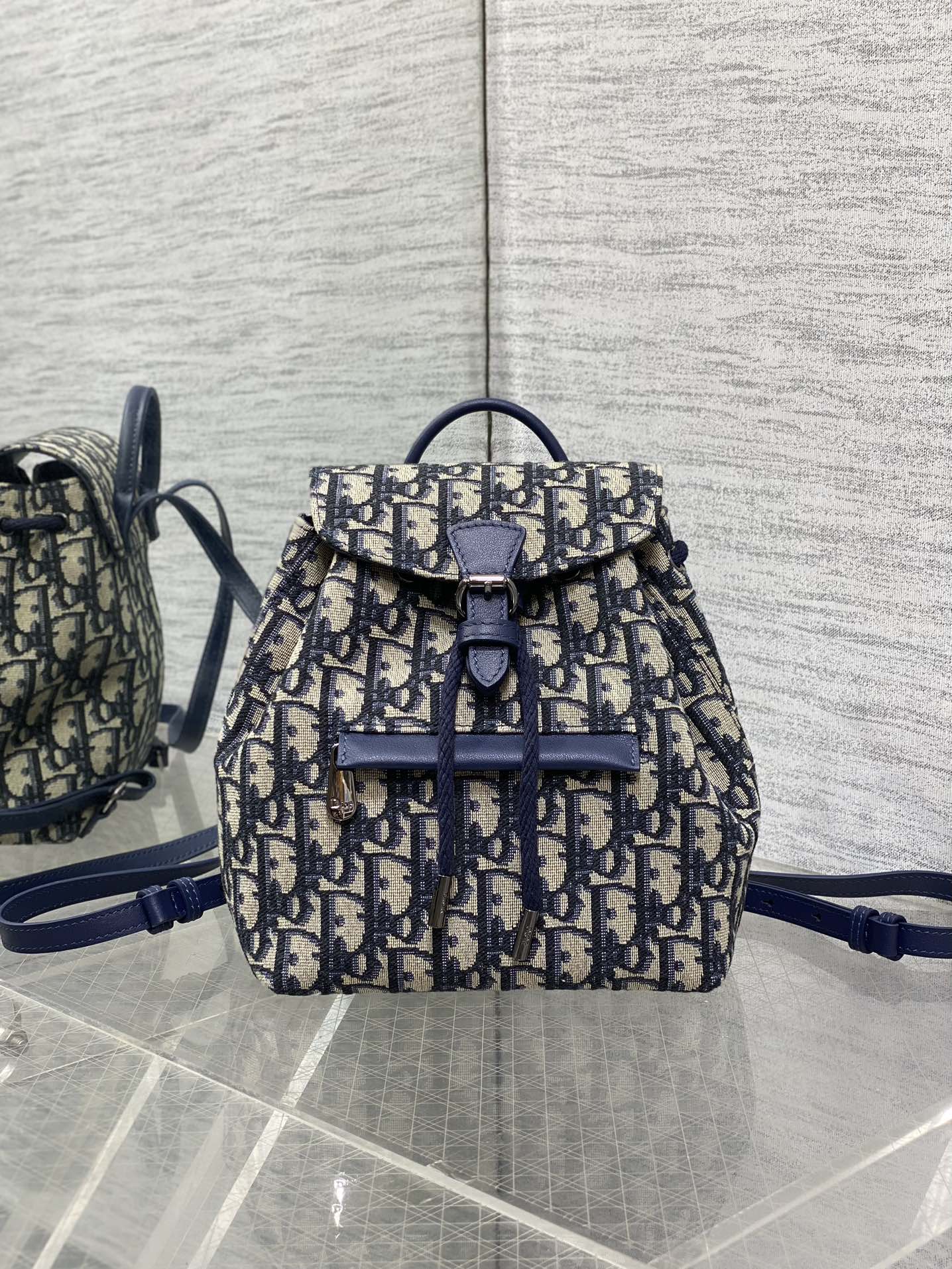 Bagsaaa D10r Backpack Beige and Blue D10r Oblique Jacquard - 19.5cm
