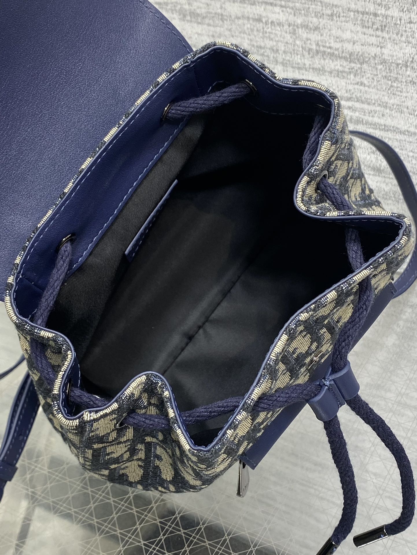 Bagsaaa D10r Backpack Beige and Blue D10r Oblique Jacquard - 19.5cm
