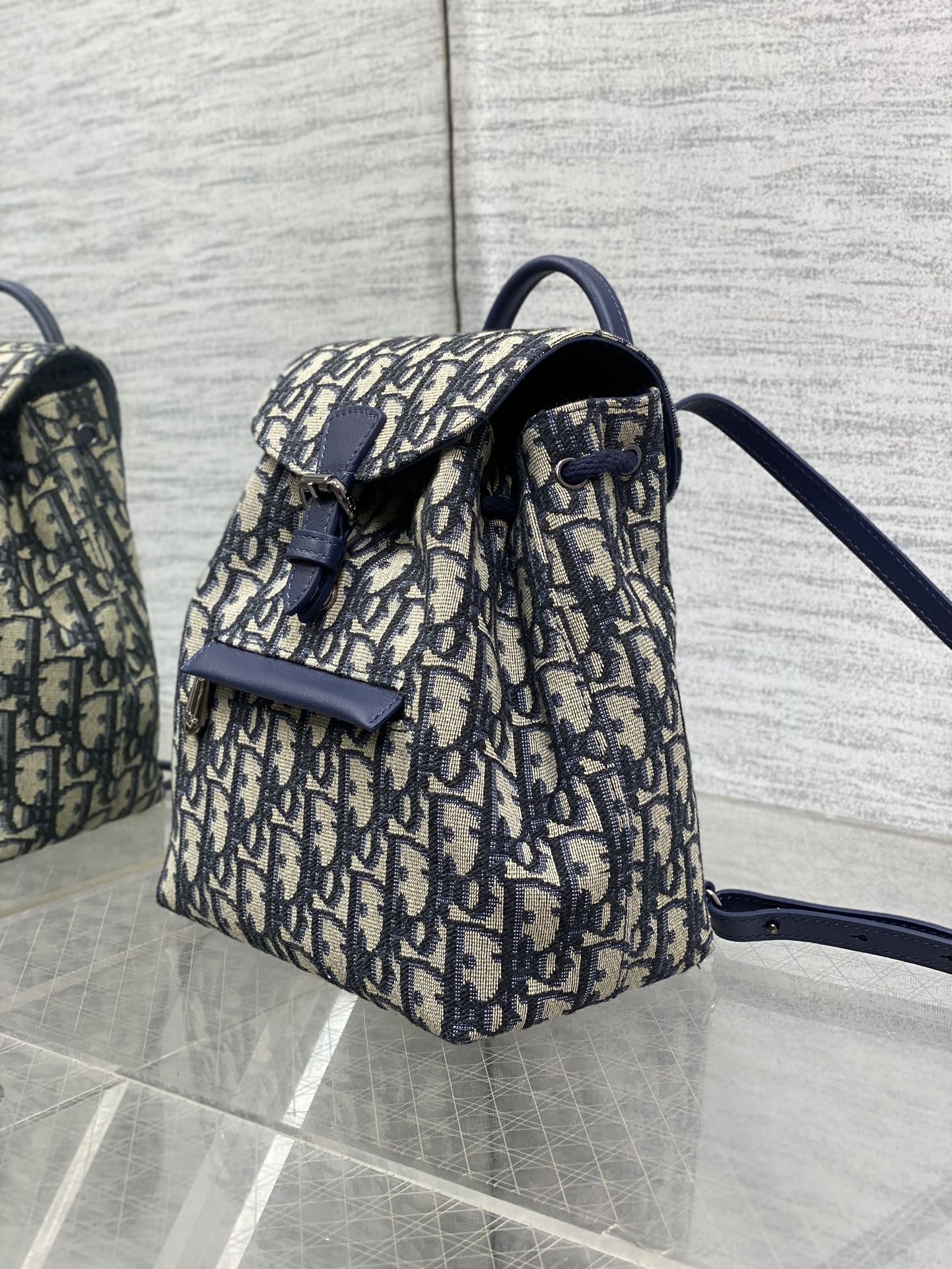 Bagsaaa D10r Backpack Beige and Blue D10r Oblique Jacquard - 19.5cm