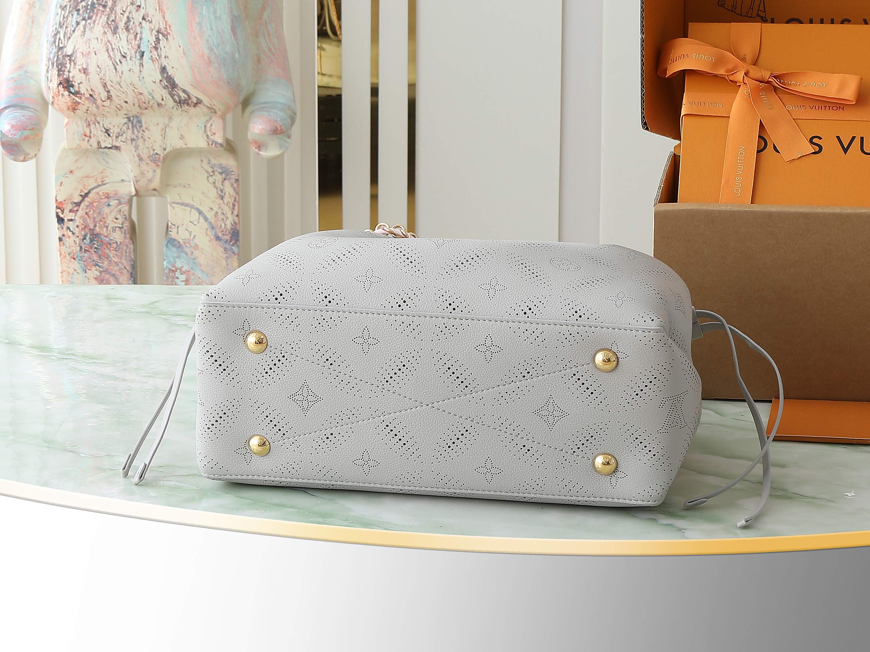 Bagsaaa LV M13838 Bella Tote Gray & Pink - 32cm