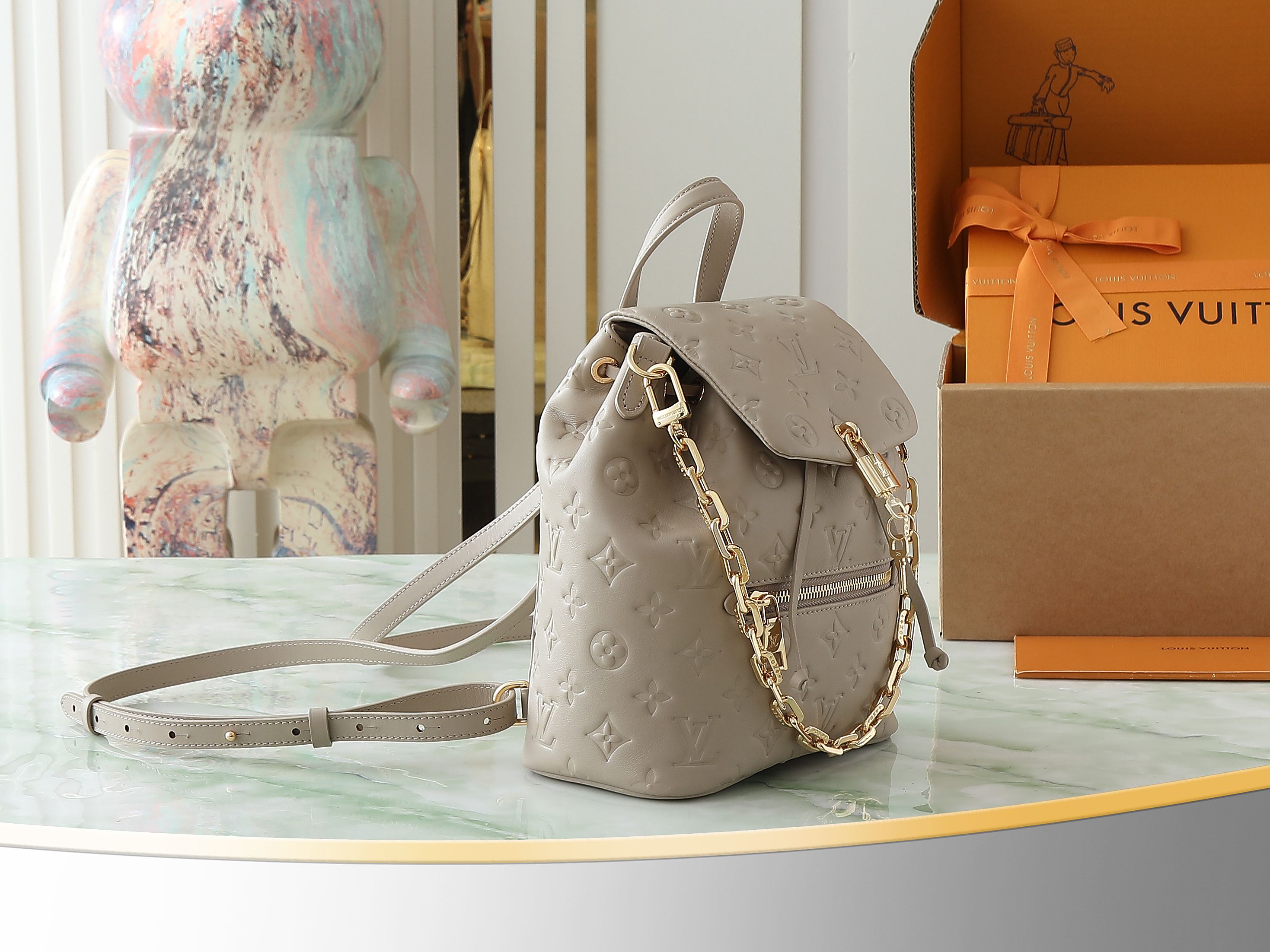 Bagsaaa LV M13358 Coussin Backpack PM Gray - 26cm