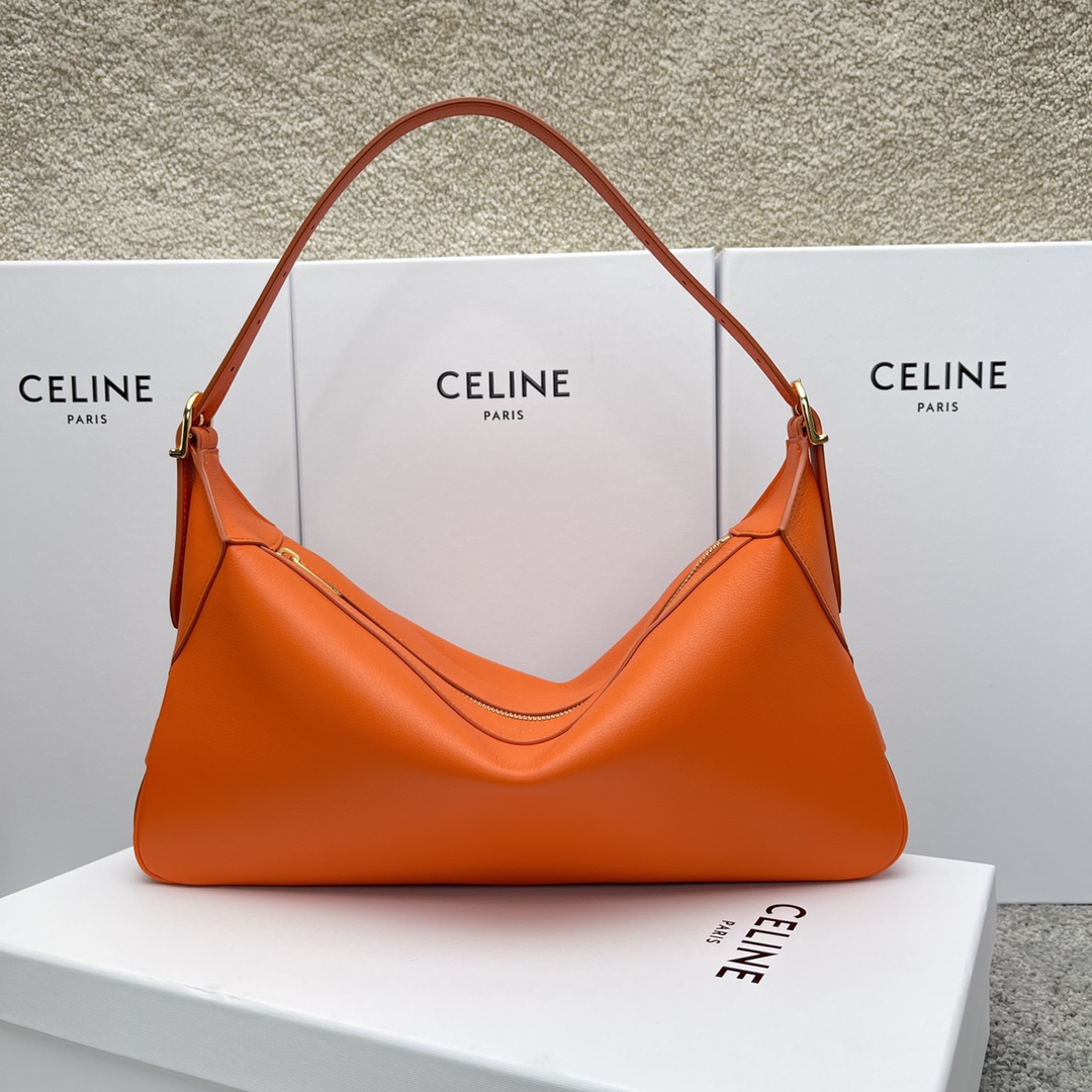 Bagsaaa Ce1i*e Women Medium Romy in S*pple Calfskin Orange - 34cm