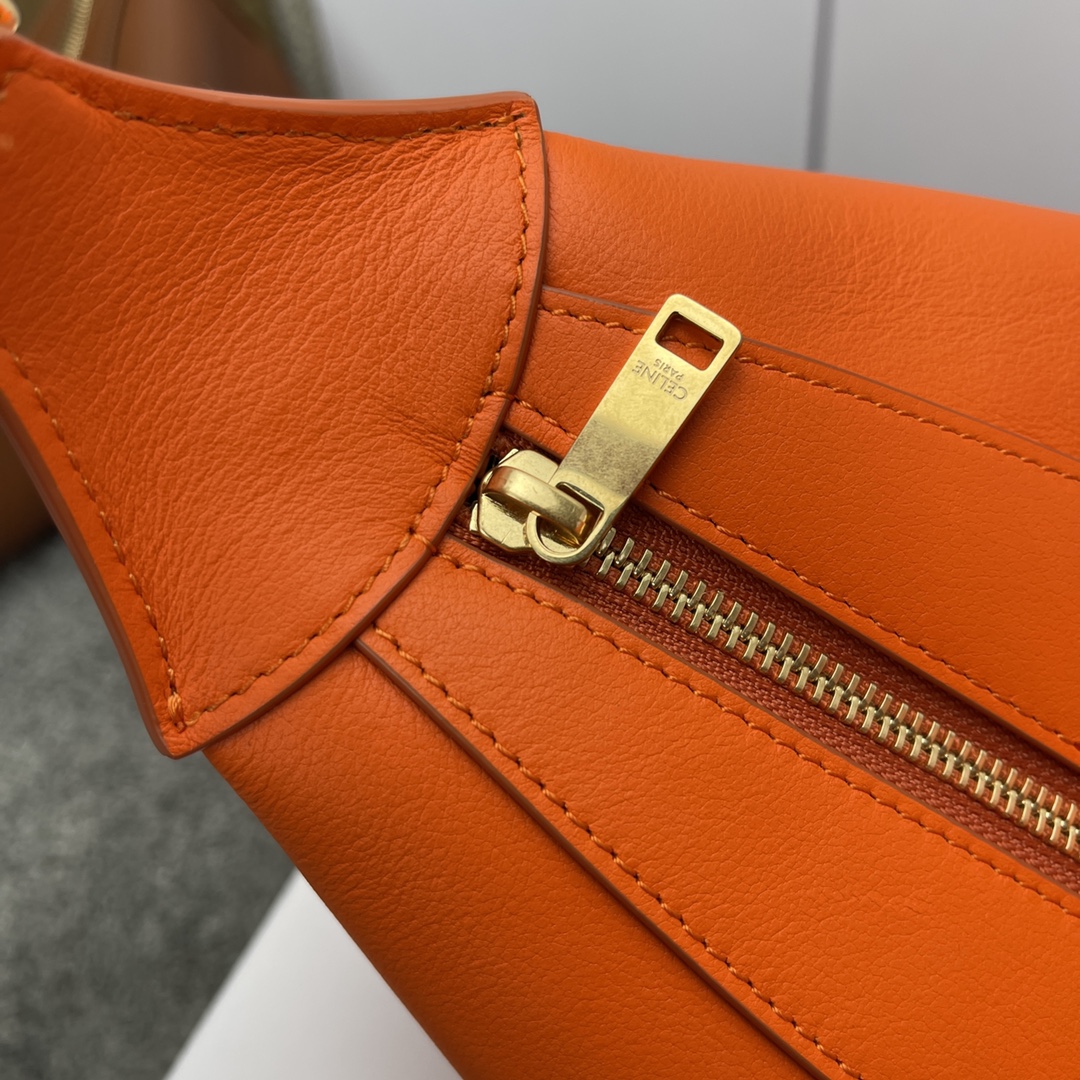 Bagsaaa Ce1i*e Women Medium Romy in S*pple Calfskin Orange - 34cm