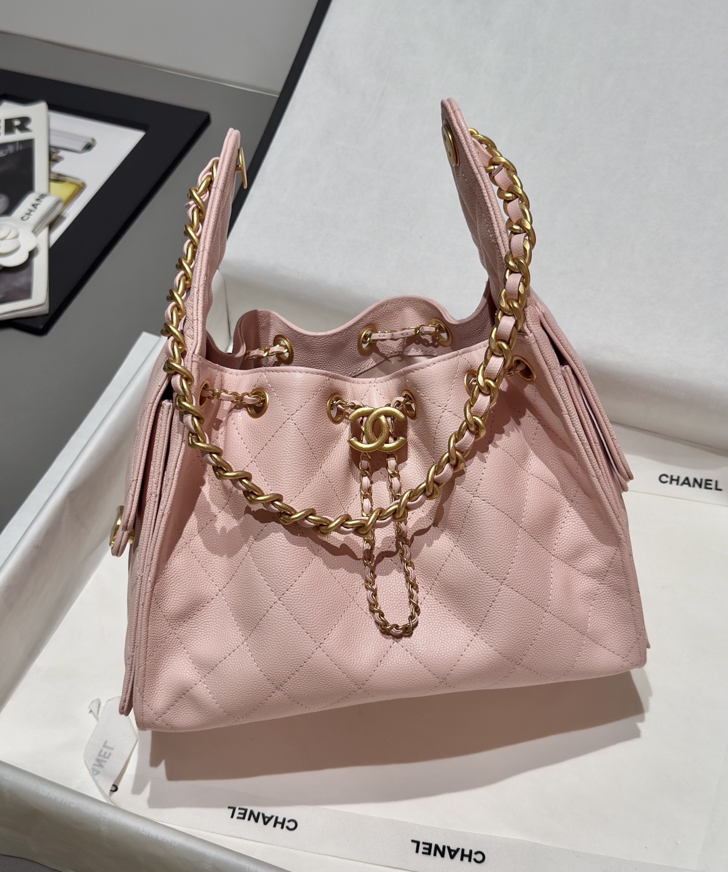 Bagsaaa Ch**el 25 Small Handbag AS5293 pink - 30cm