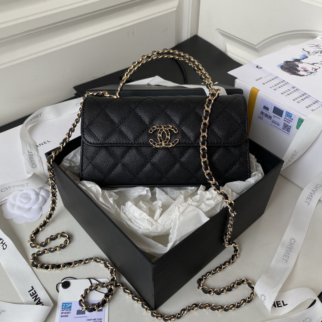 Bagsaaa Ch**el Phone Holder with Chain AP3238 Black - 18cm