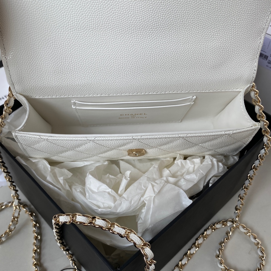 Bagsaaa Ch**el Phone Holder with Chain AP3238 White - 18cm