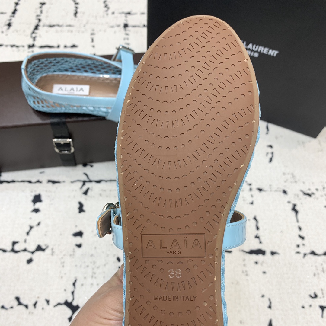 Bagsaaa Alaïa Ballet Flats In Fishnet Blue