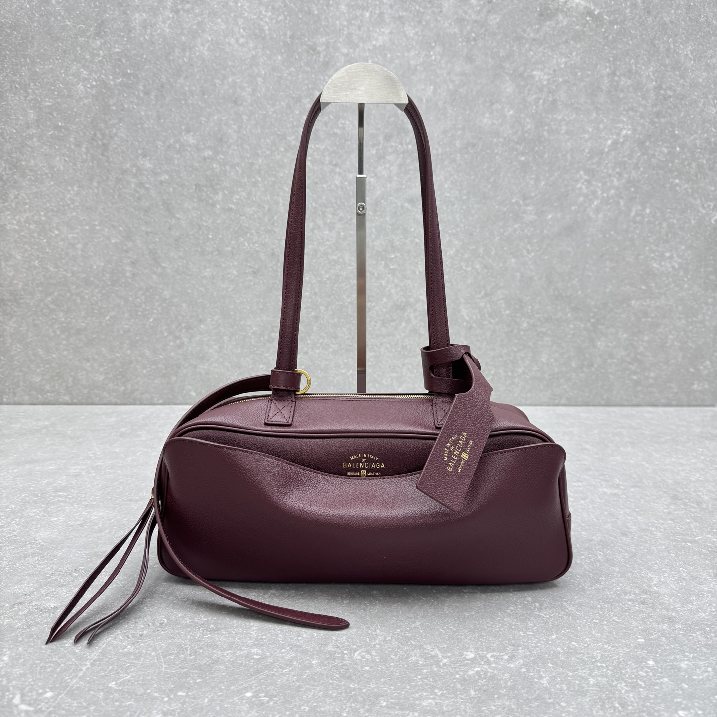 Bagsaaa Ba1en*iaga Carrie Bowling Bag Small in burgundy calfskin - 31cm