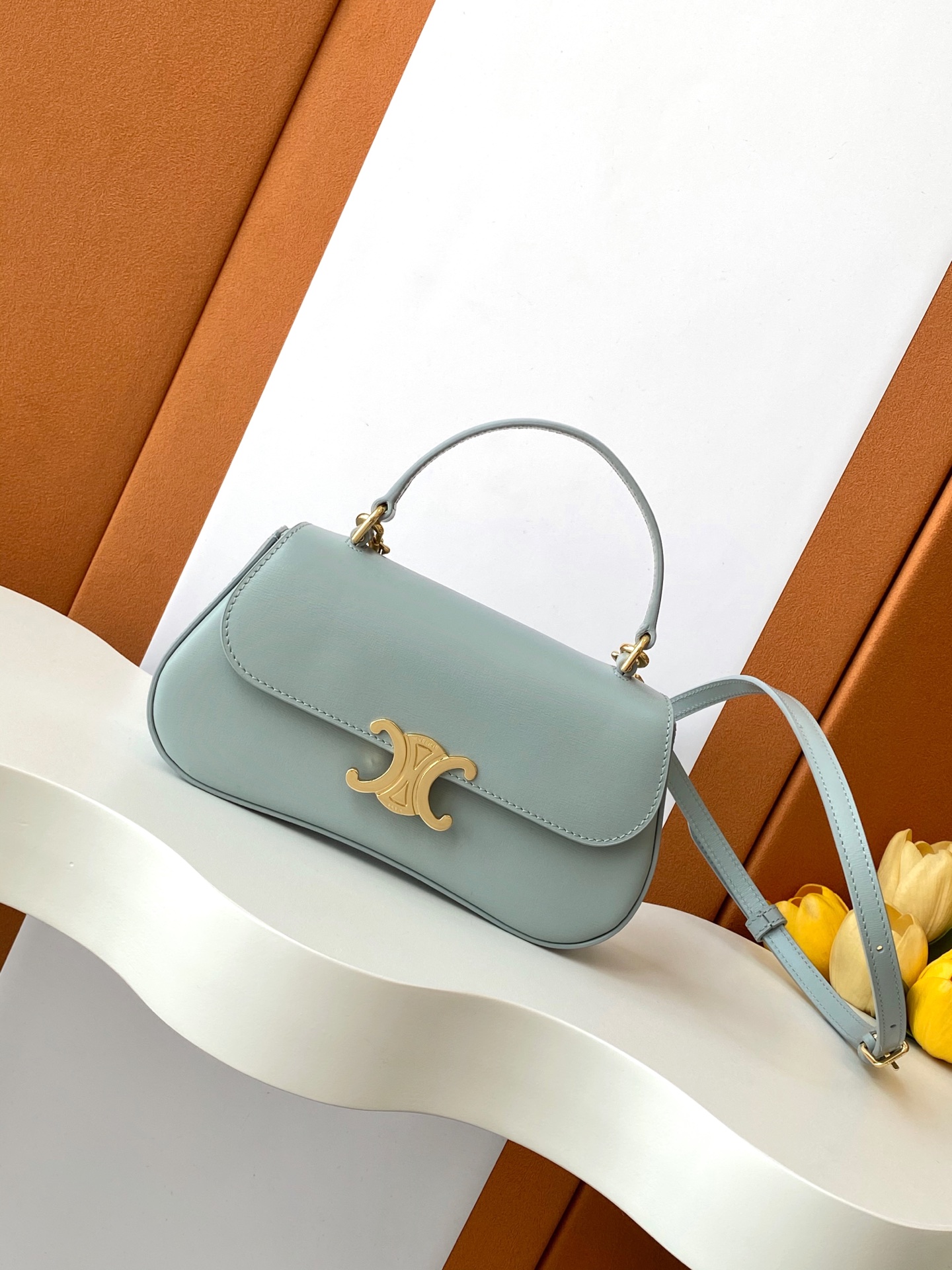 Bagsaaa Teen Ce1i*e Lola In Shiny Calfskin 119533 Ice Blue - 20 x 11.5 x 5 CM