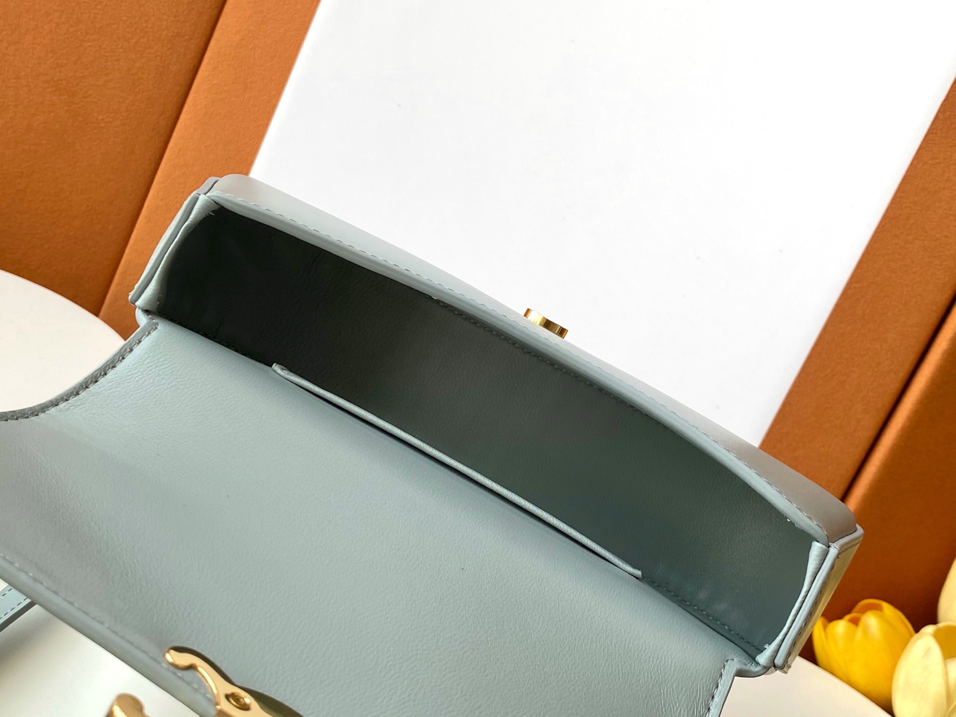Bagsaaa Teen Ce1i*e Lola In Shiny Calfskin 119533 Ice Blue - 20 x 11.5 x 5 CM