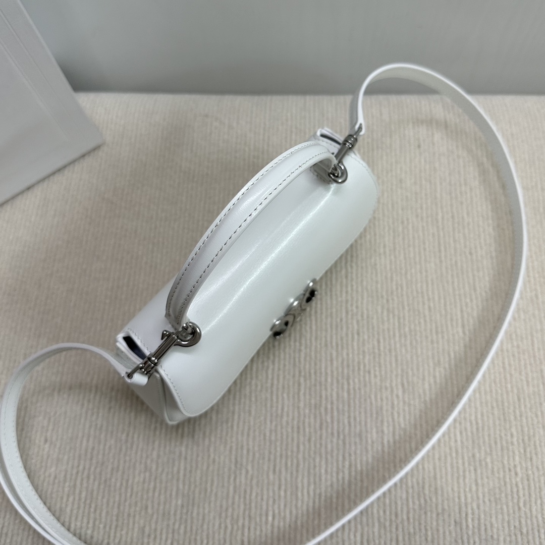 Bagsaaa Teen Ce1i*e Lola In Shiny Calfskin 119533 White - 20 x 11.5 x 5 CM