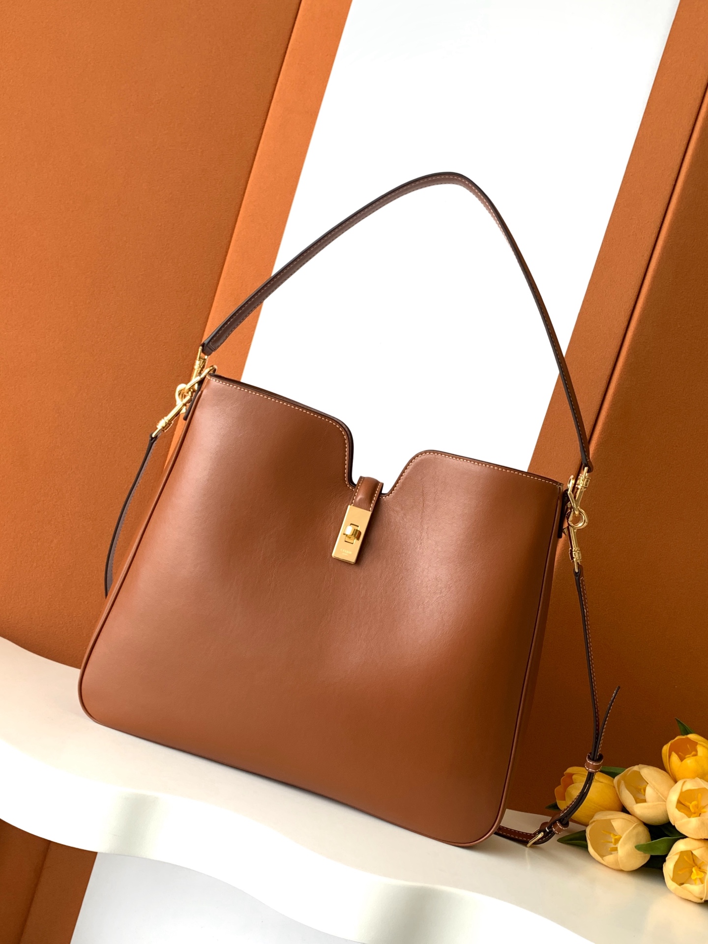 Bagsaaa Ce1i*e Medium Camille 16 Soft Bag In Smooth Calfskin 119563 Brown - 36cm