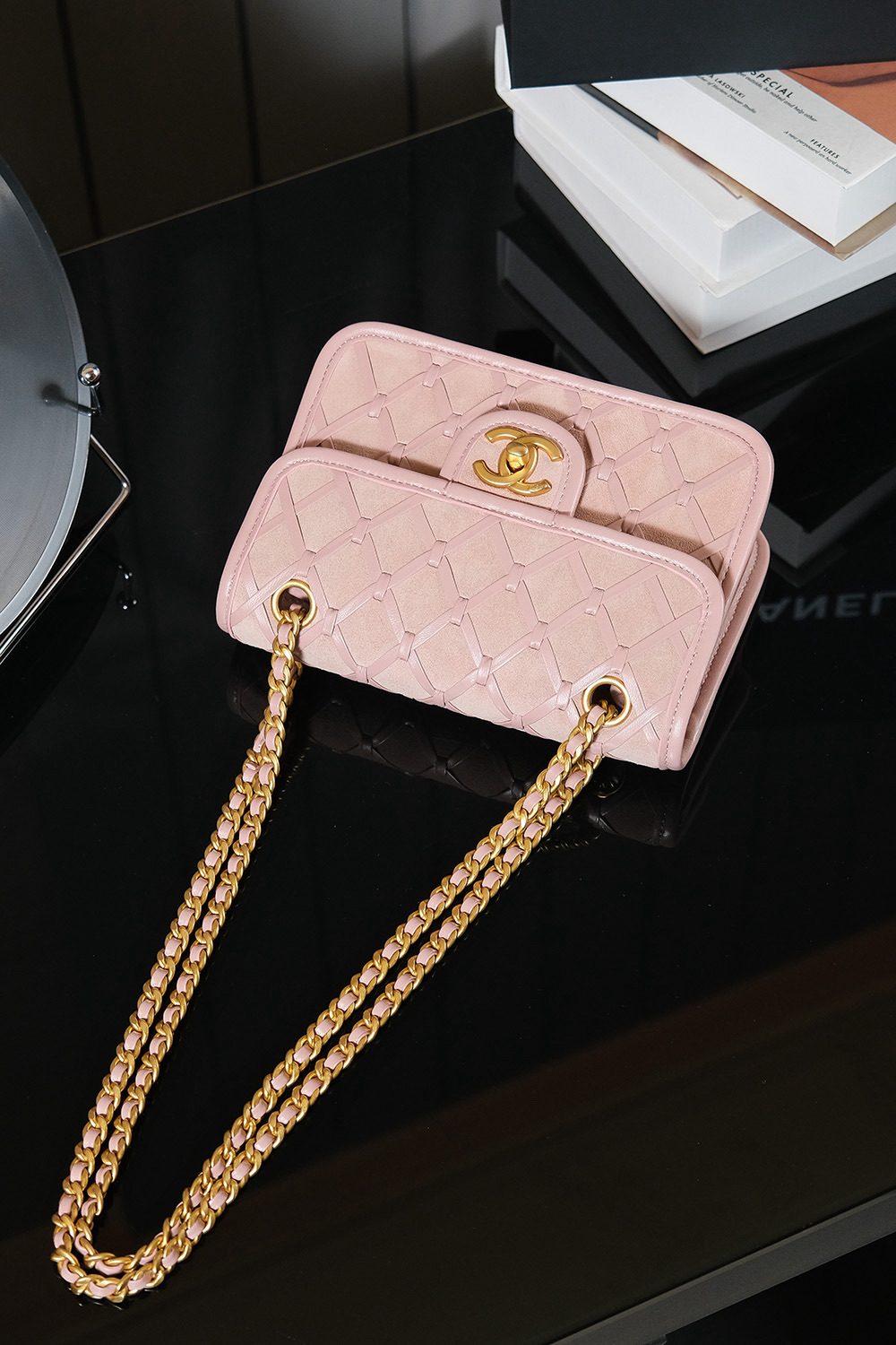Bagsaaa Ch**el Mini Flap Bag AS4797 Light Pink Suede - 19cm