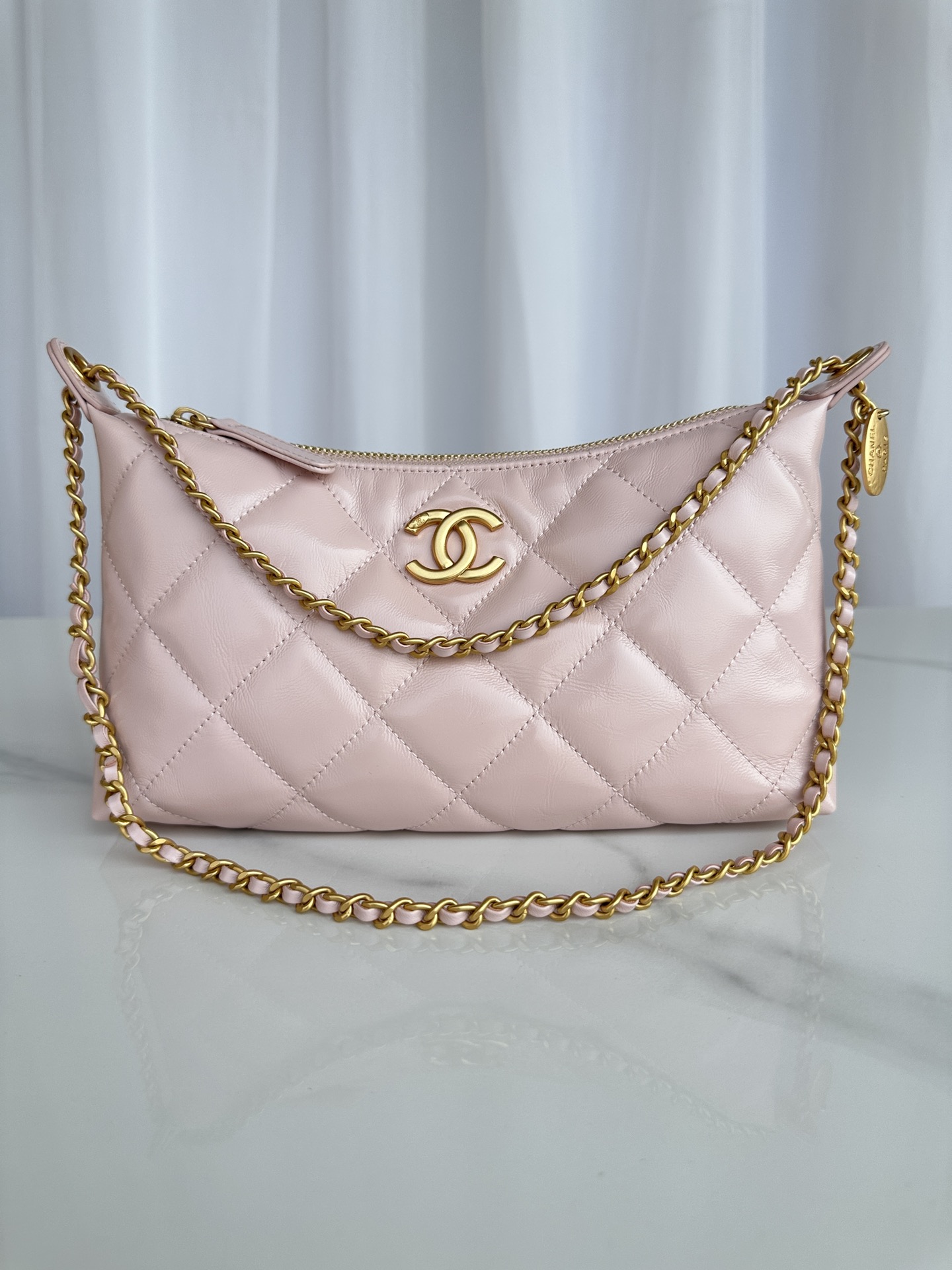 Bagsaaa Ch**el Hobo Handbag AS5528 Pink - 26cm