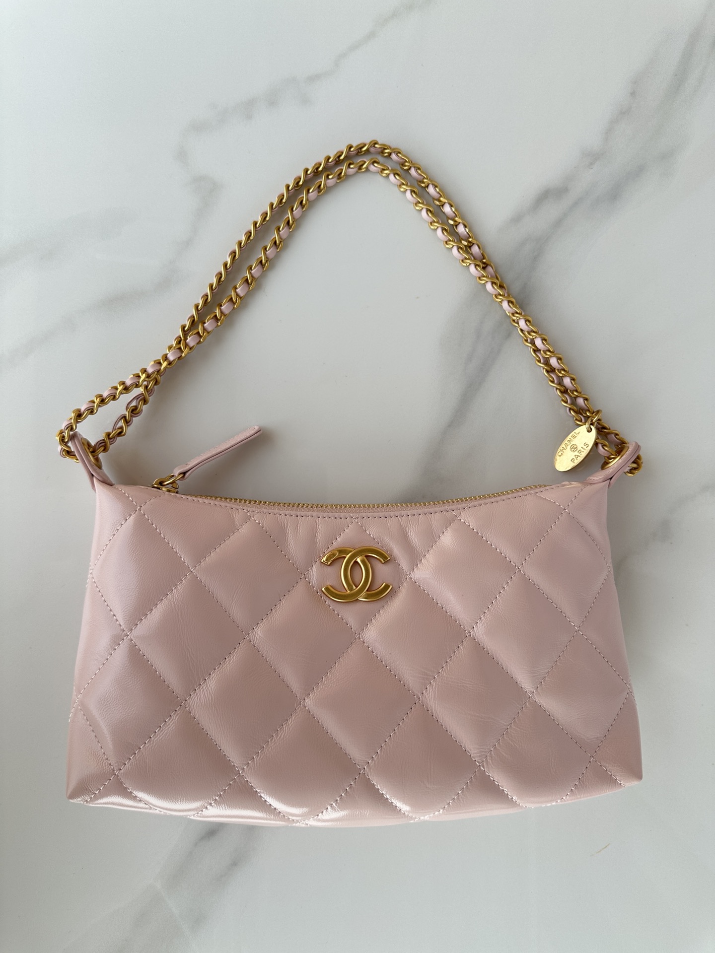 Bagsaaa Ch**el Hobo Handbag AS5528 Pink - 26cm