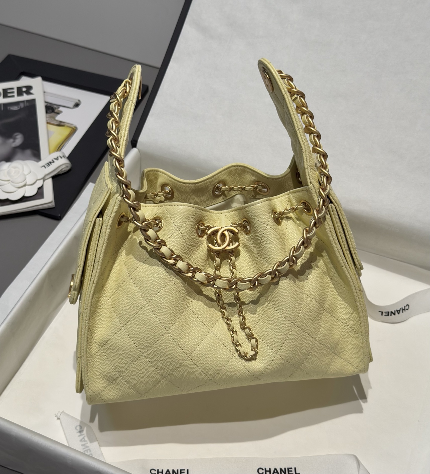 Bagsaaa Ch**el 25 Small Handbag AS5293 yellow - 30cm