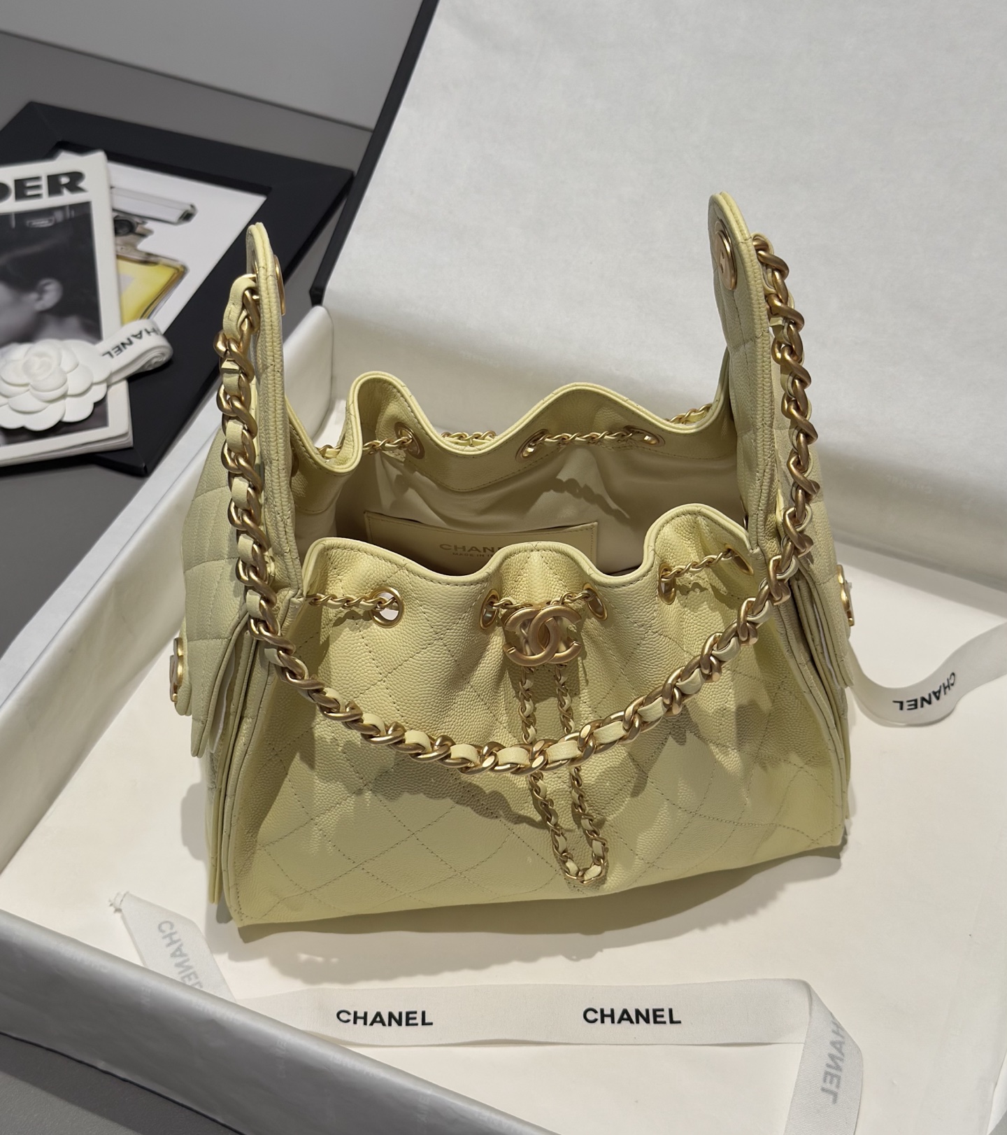 Bagsaaa Ch**el 25 Small Handbag AS5293 yellow - 30cm