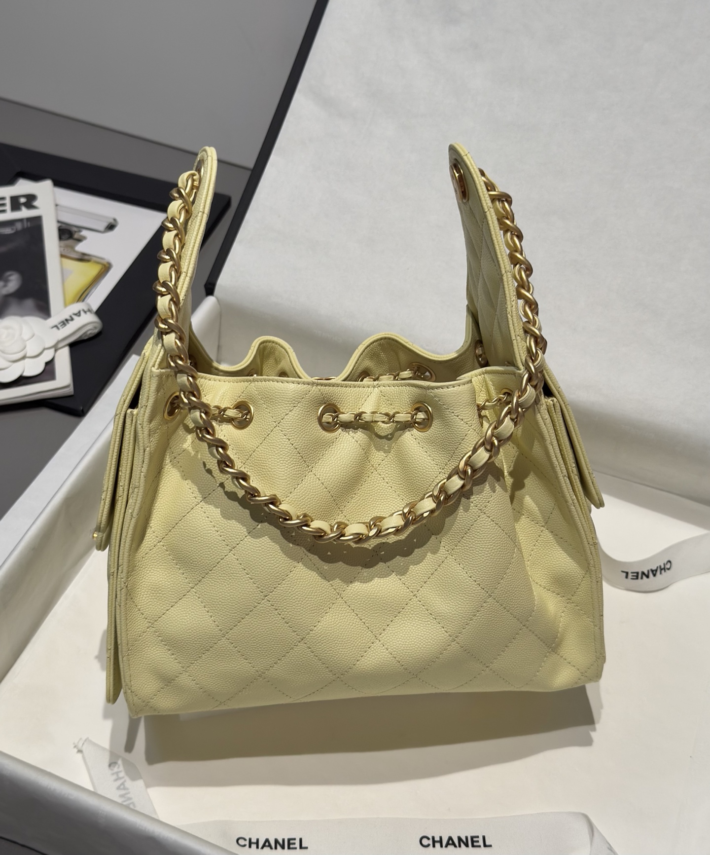 Bagsaaa Ch**el 25 Small Handbag AS5293 yellow - 30cm