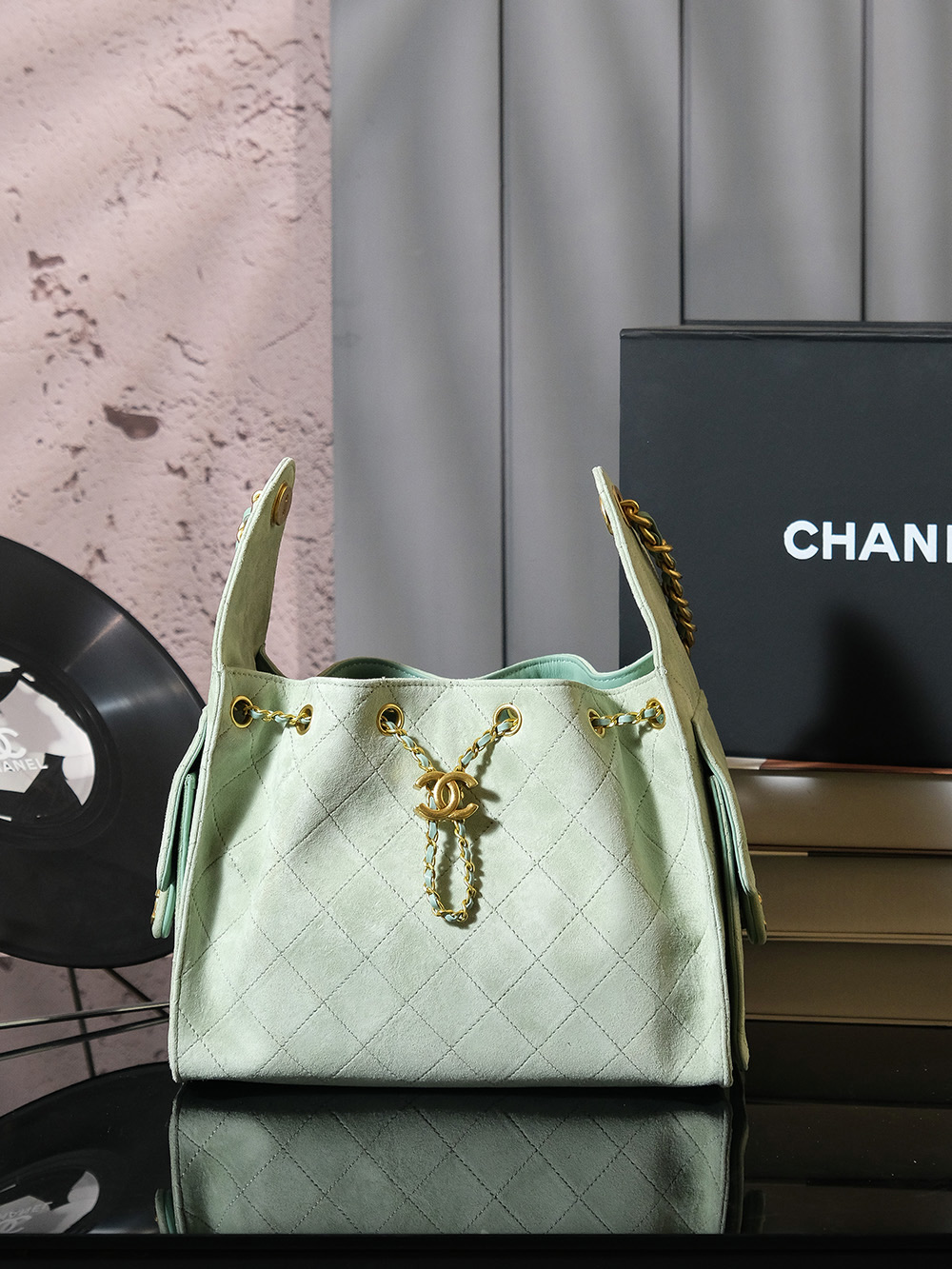 Bagsaaa Ch**el 25 Small Handbag AS5293 green - 30cm