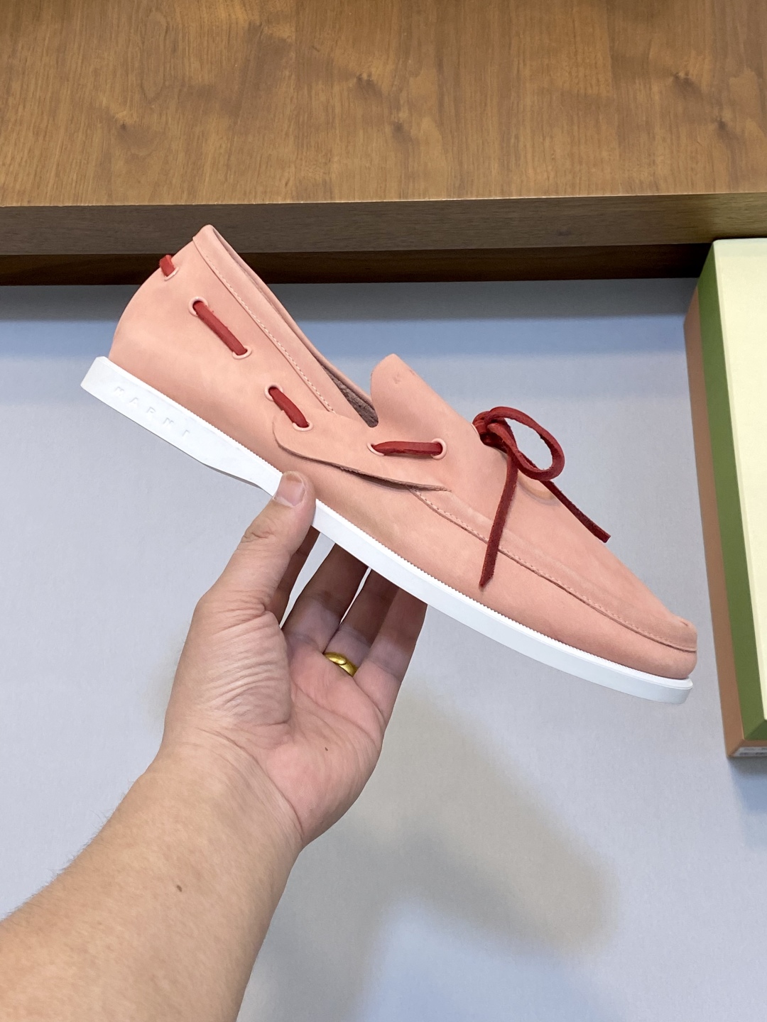 Bagsaaa Marni Pink nubuck boat loafer