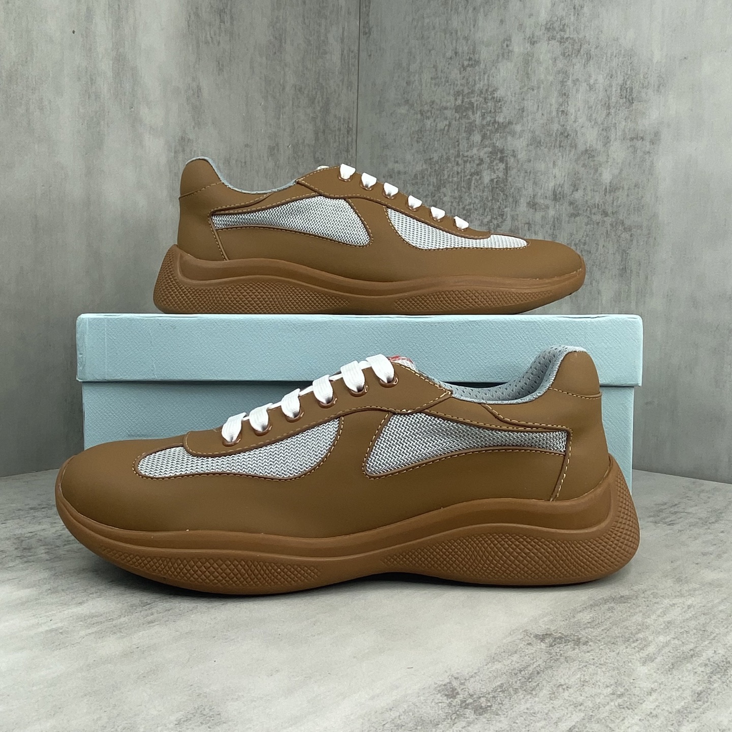 Bagsaaa Pra*a America's Cup Soft rubber and bike fabric sneakers brown