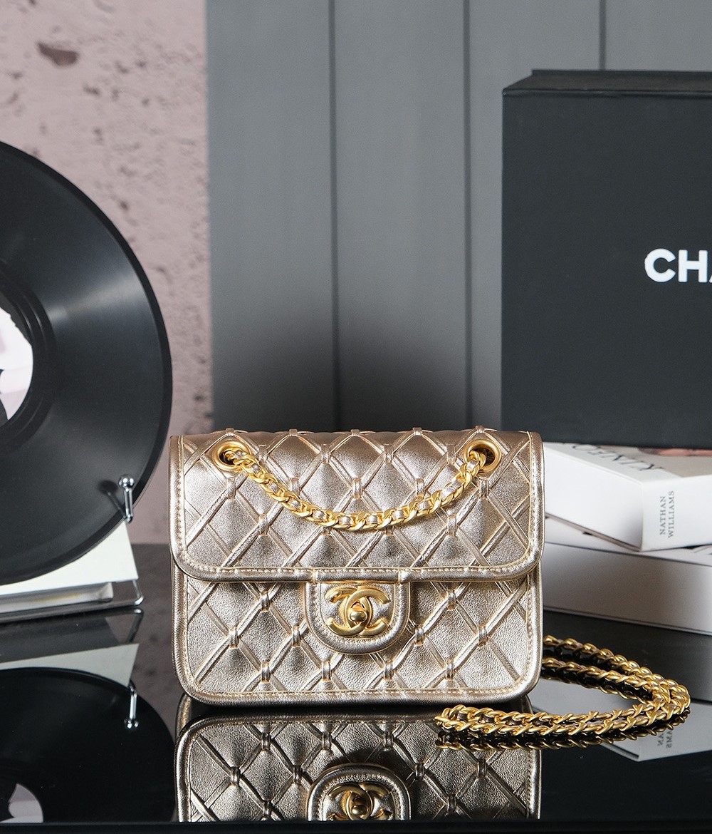 Bagsaaa Ch**el Mini Flap Bag AS4797 Gold - 19cm