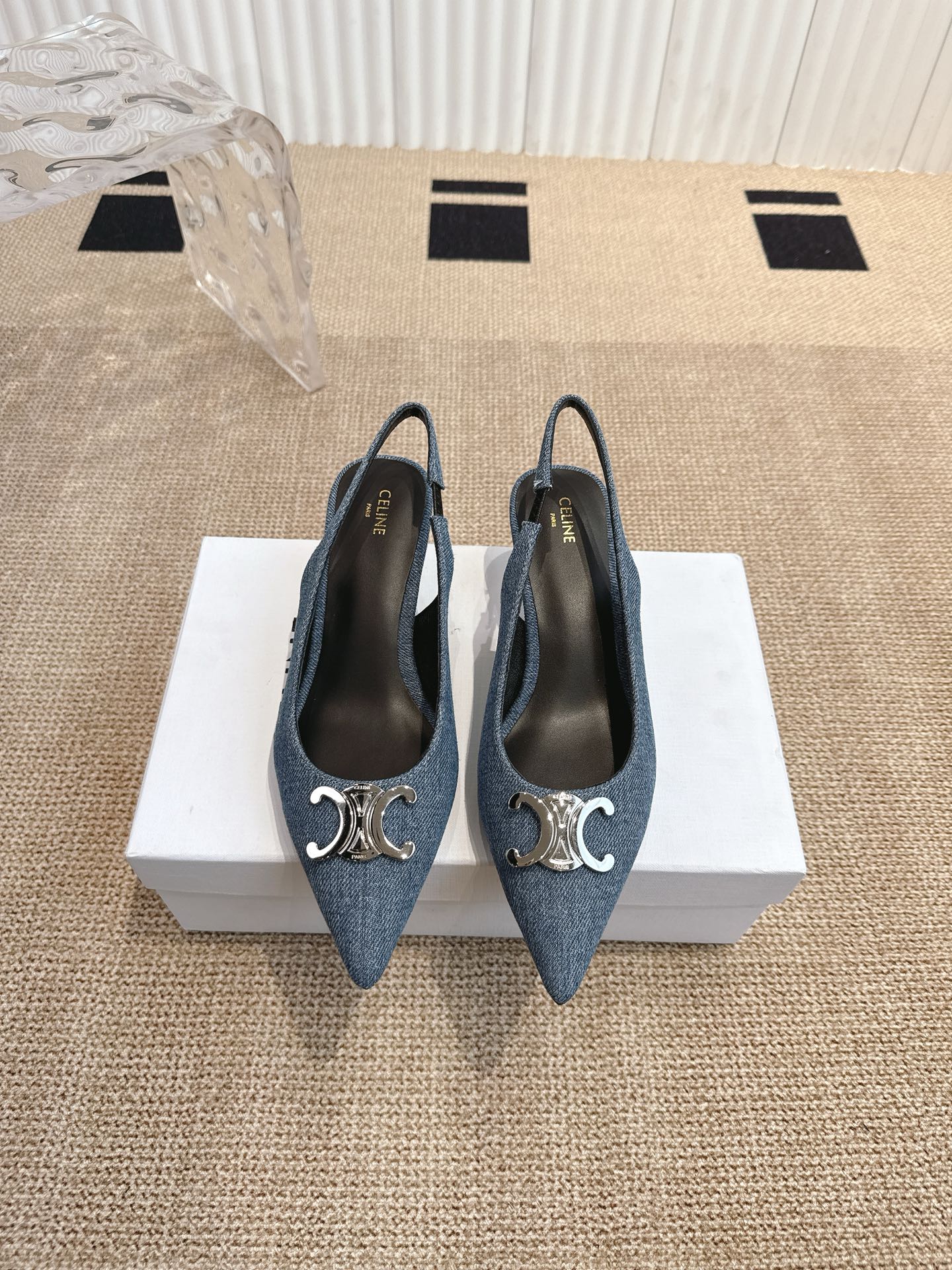 Bagsaaa Ce1i*e Alma Triomphe Slingback In Denim