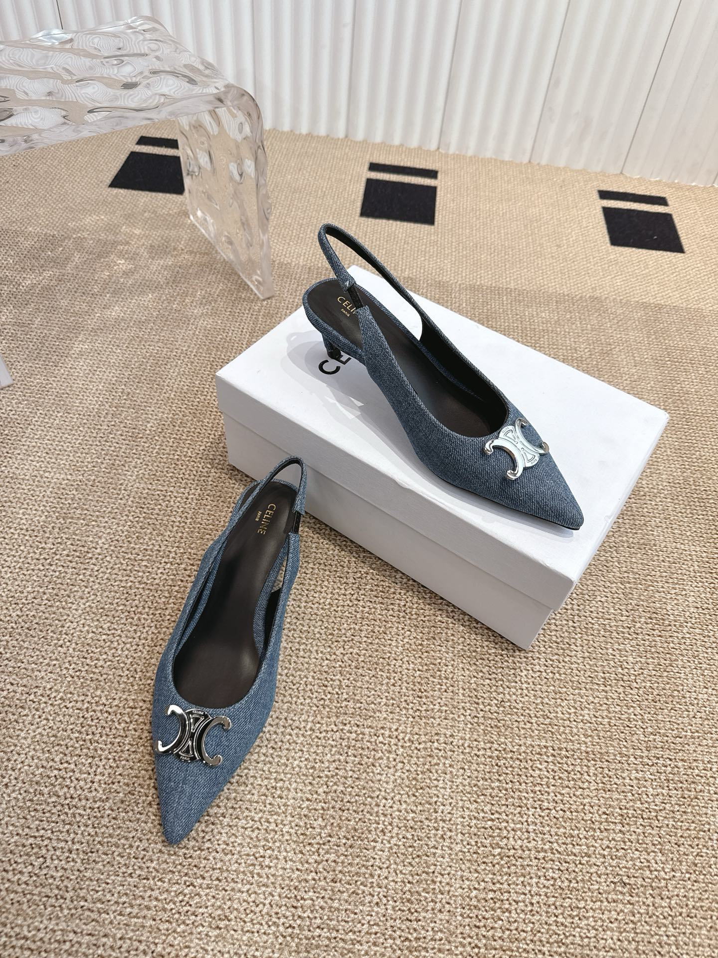 Bagsaaa Ce1i*e Alma Triomphe Slingback In Denim