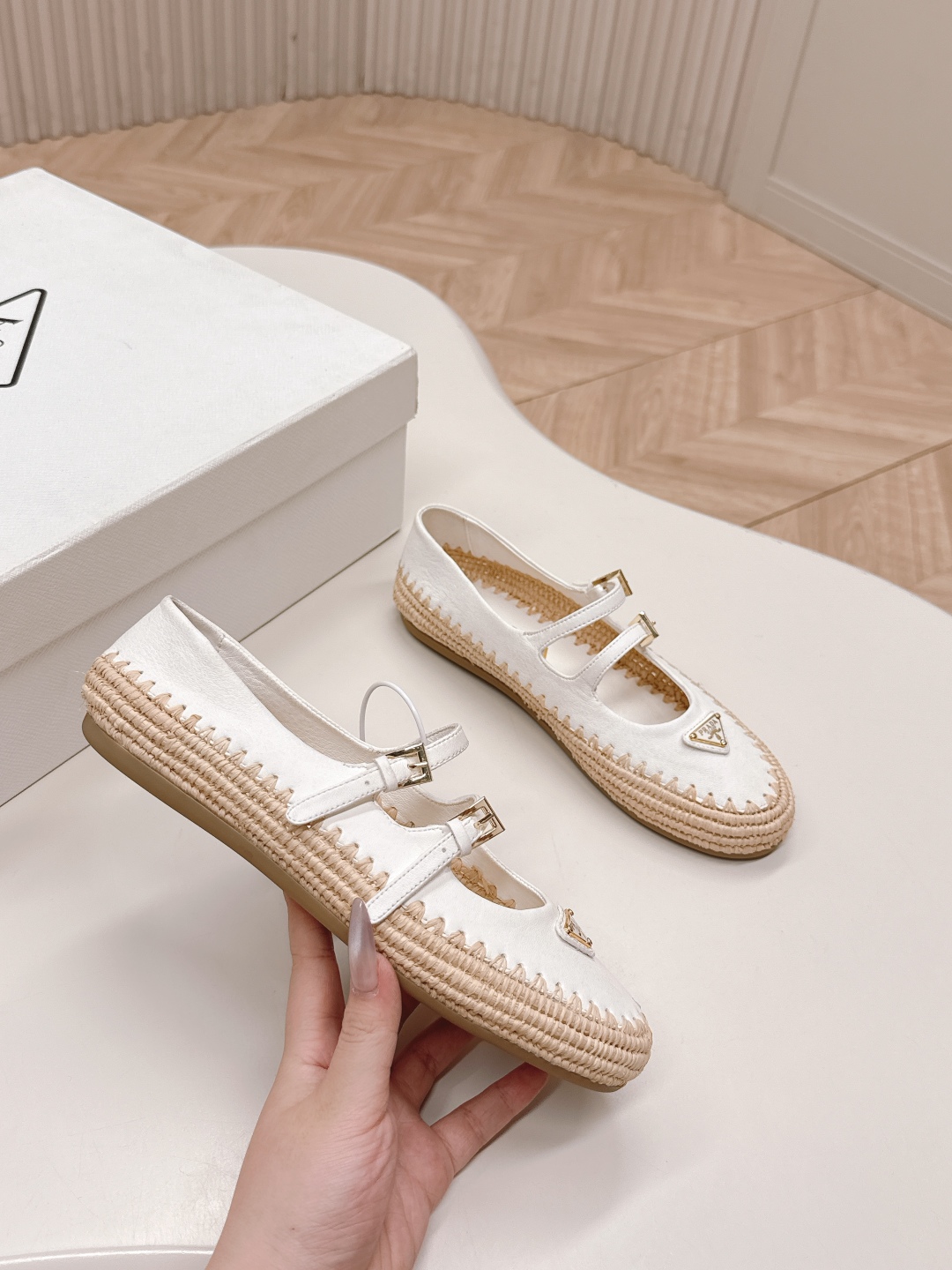 Bagsaaa Pra*a Suede ballerinas ivory