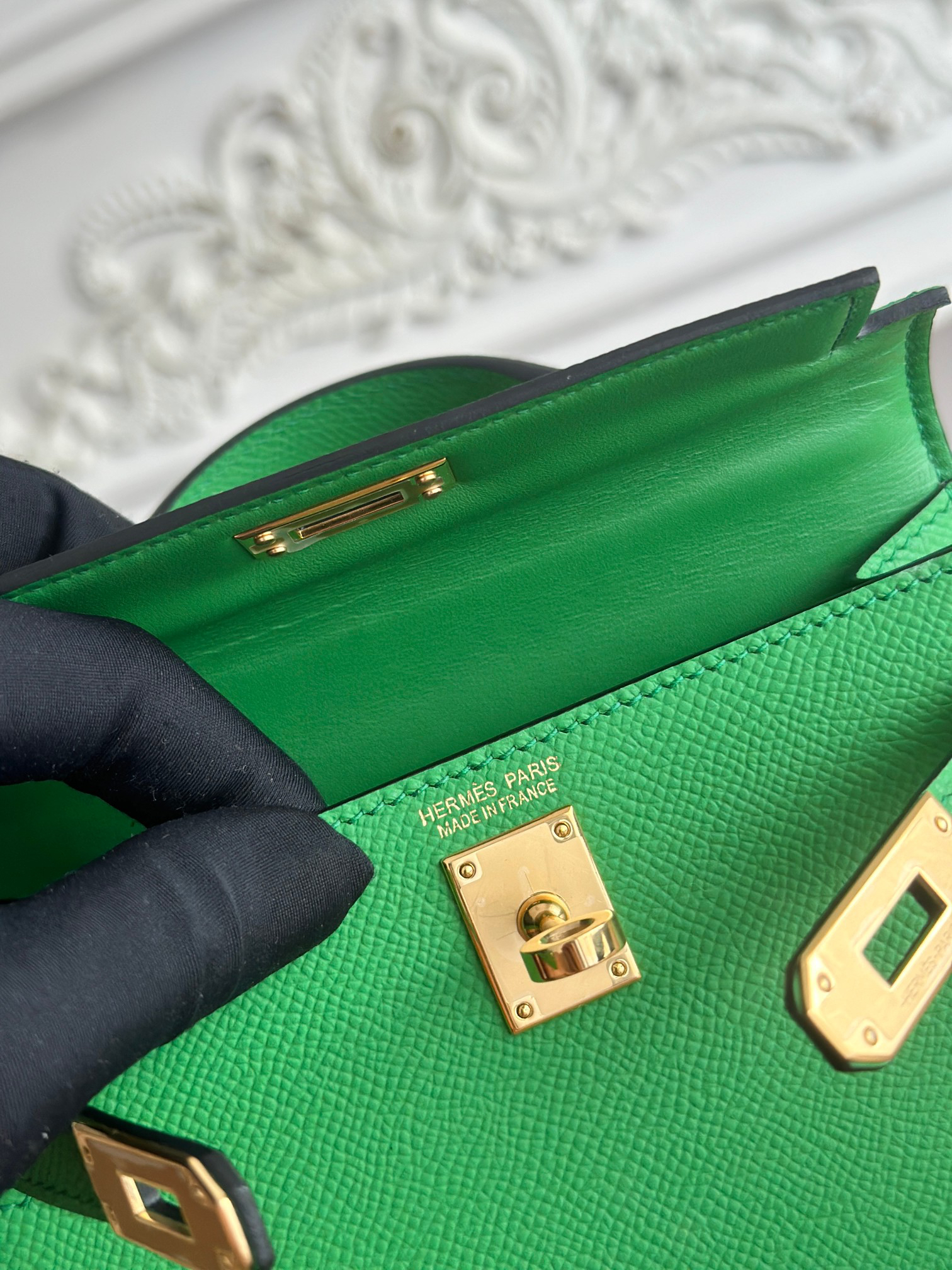 Bagsaaa H**me5 Mini Kelly Green epsom & Gold hardware - 19cm
