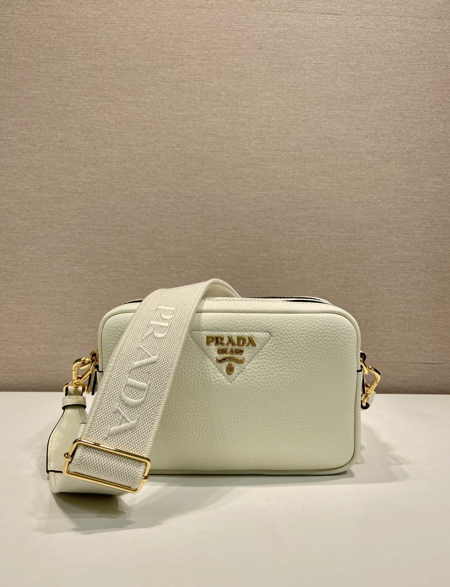 Bagsaaa Pra*a Small leather shoulder bag 1BH082 white - 22cm