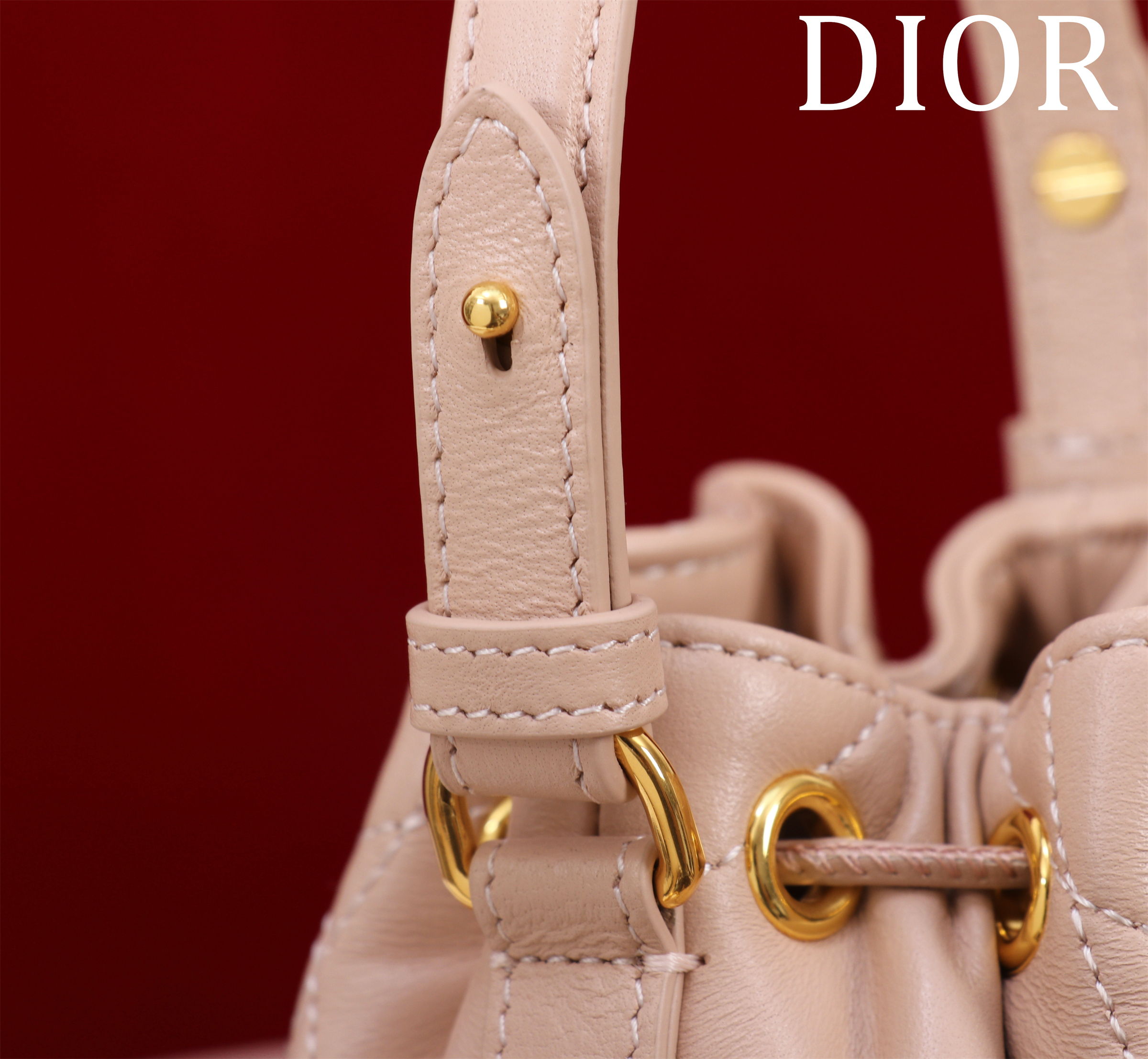 Bagsaaa D10r Caro Nano Bucket Bag Pink Macrocannage Lambskin - 15cm