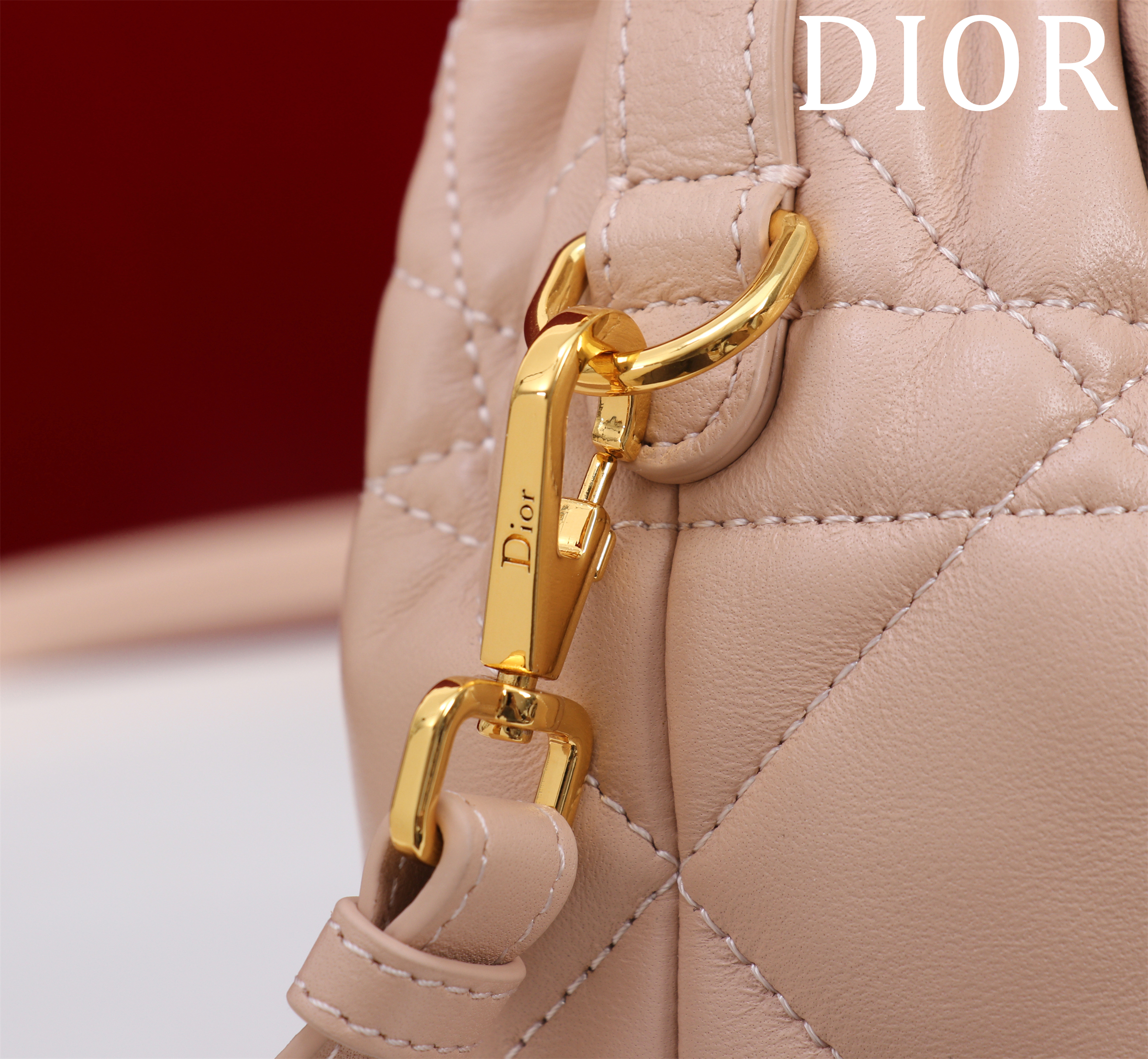 Bagsaaa D10r Caro Nano Bucket Bag Pink Macrocannage Lambskin - 15cm