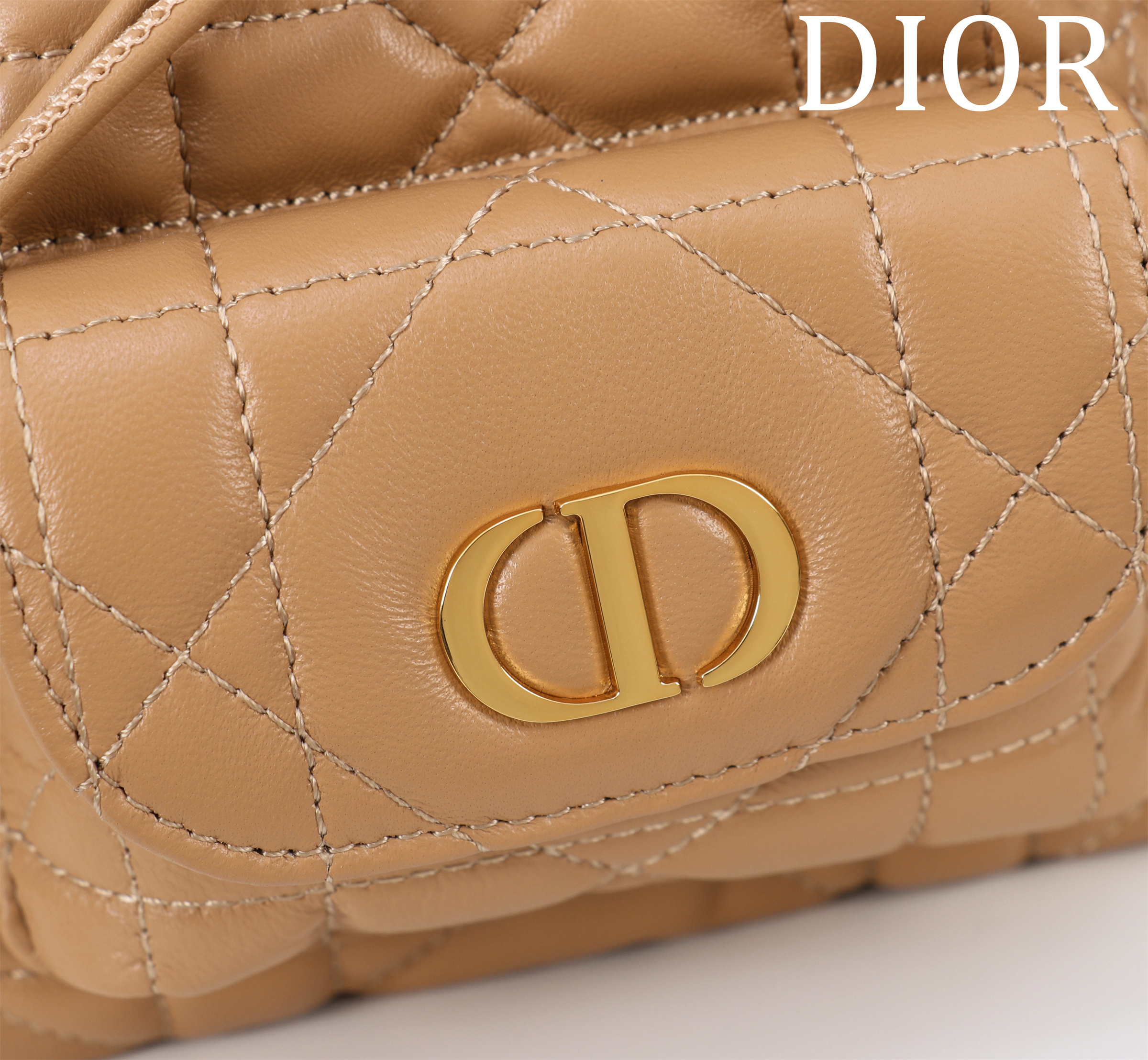 Bagsaaa D10r Caro Nano Bucket Bag Brown Macrocannage Lambskin - 15cm