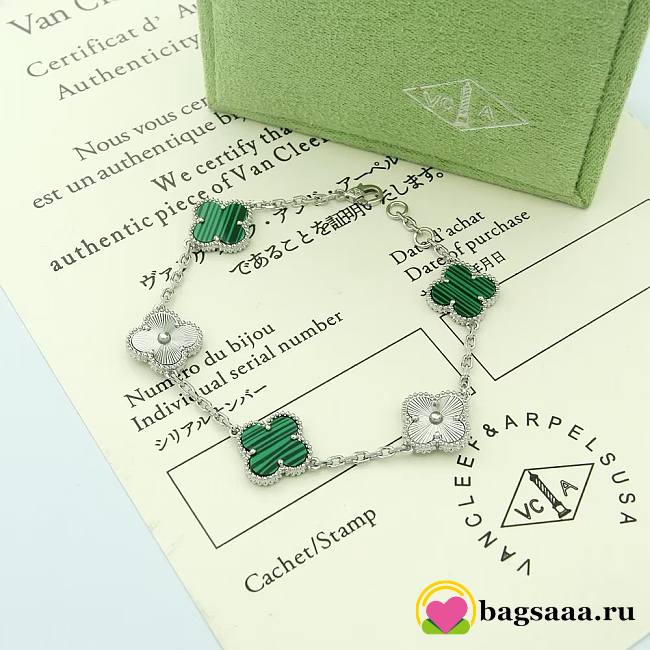 Bagsaaa V*n Cl**f & Arpel Alhambra Green Bracelet (silver)