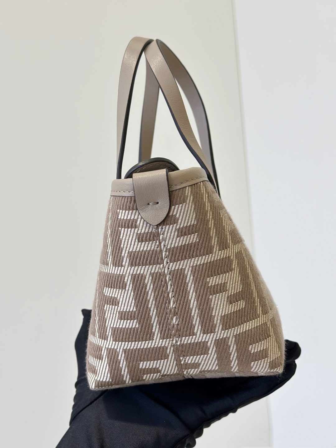 Bagsaaa F**di Mini Roll Dove grey denim-effect FF jacquard mini-bag - 16cm