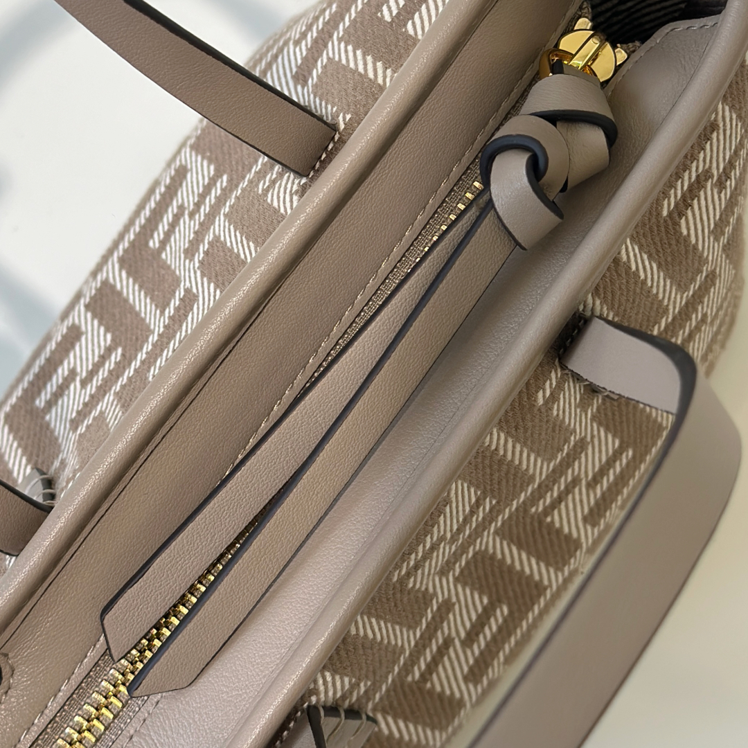 Bagsaaa F**di Mini Roll Dove grey denim-effect FF jacquard mini-bag - 16cm