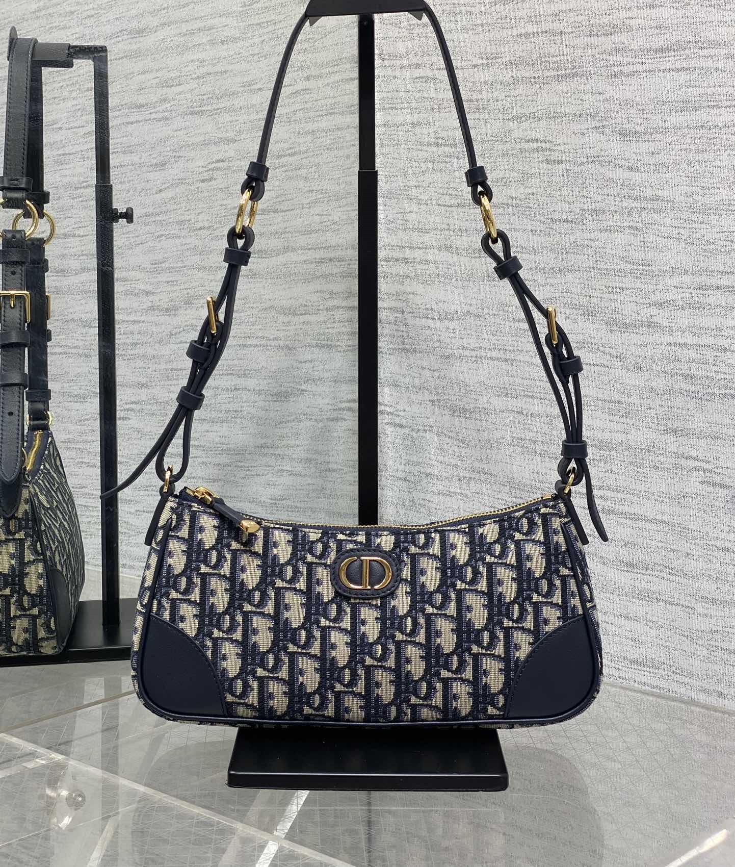 Bagsaaa D10r 30 Montaigne Wanderlust Mini Bag Blue D10r Oblique Jacquard and Smooth Calfskin - 26cm