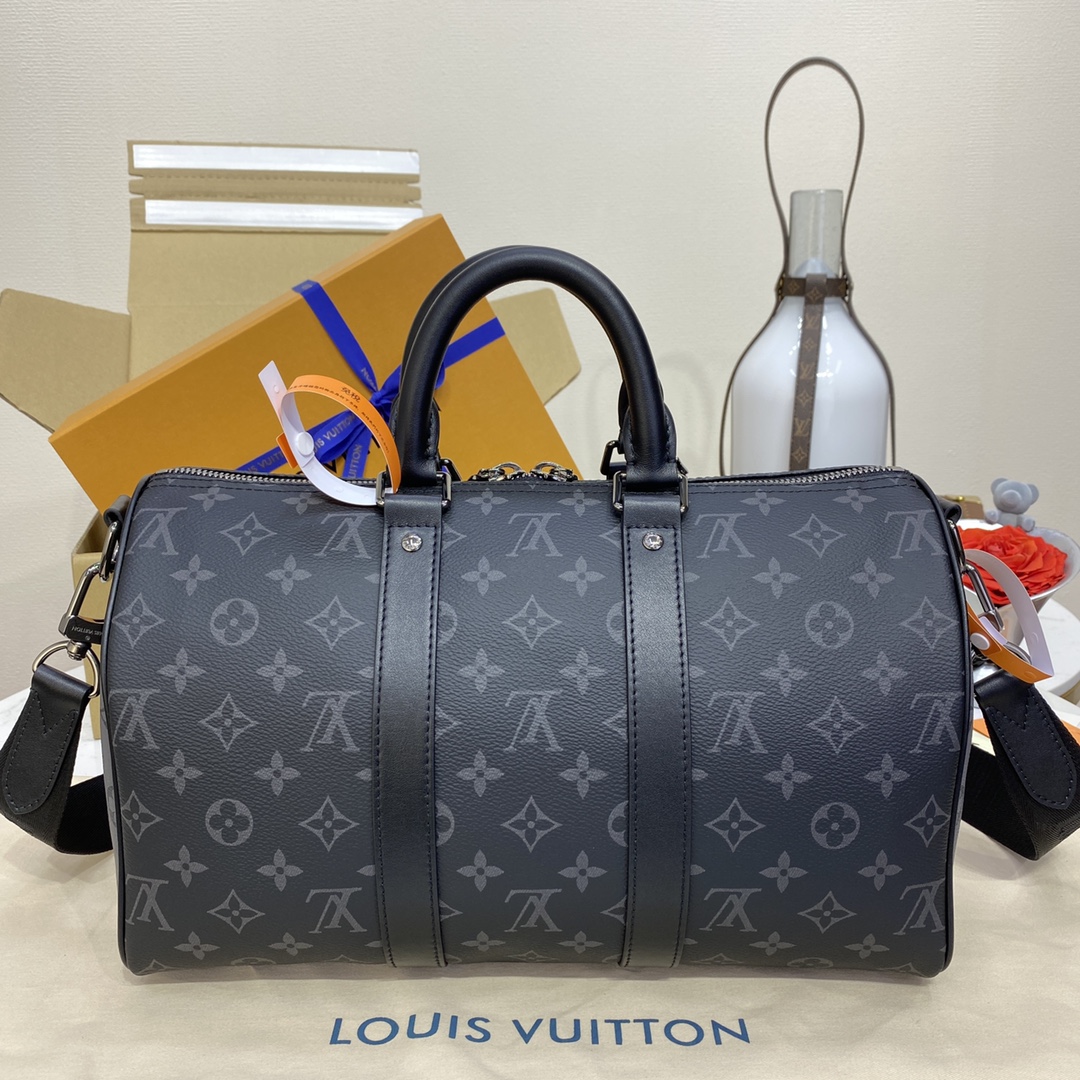 Bagsaaa LV M46655 Keepall Bandoulière 35 Monogram Eclipse coated canvas - 34cm