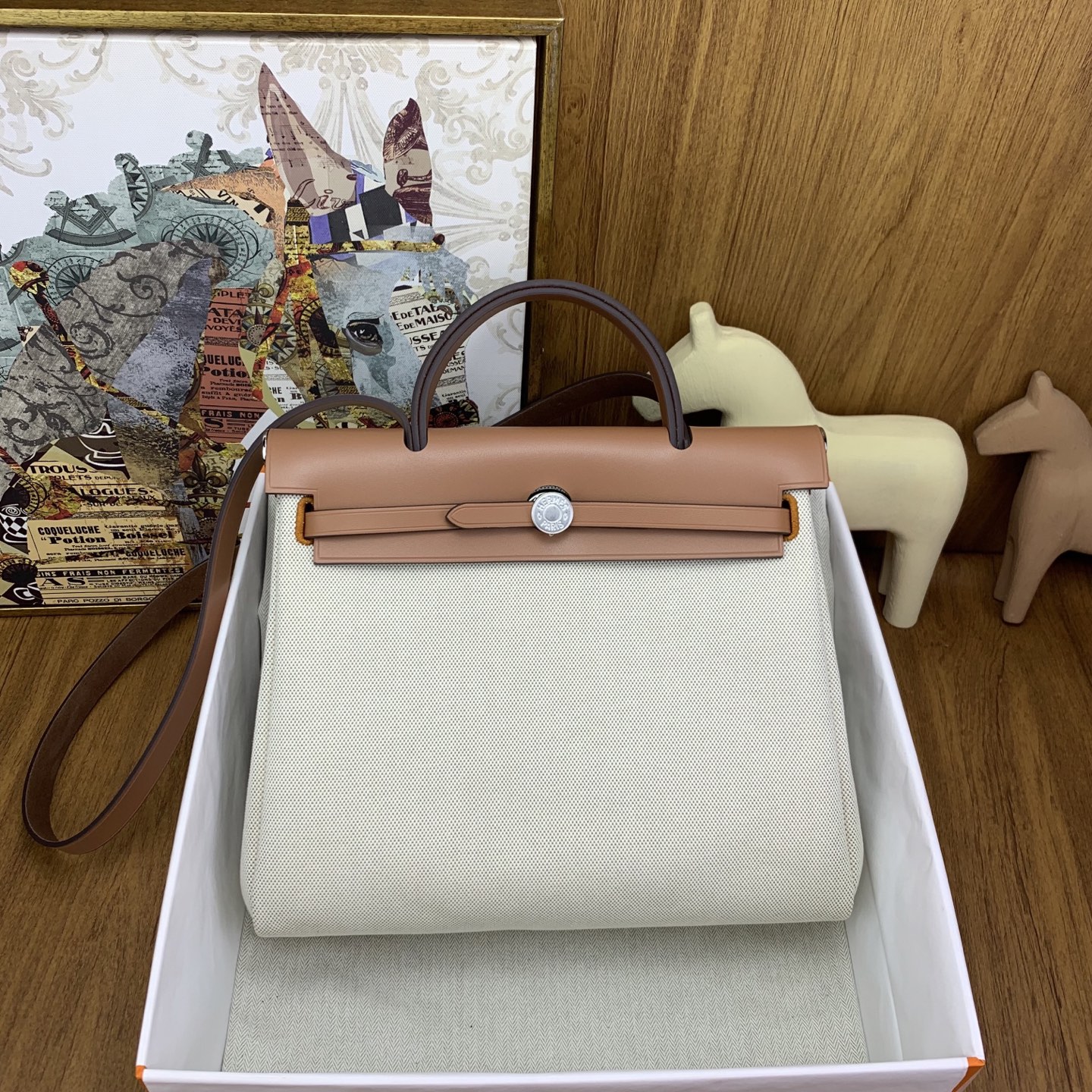 Bagsaaa H**me5 Herbag Beige & Brown - 31cm