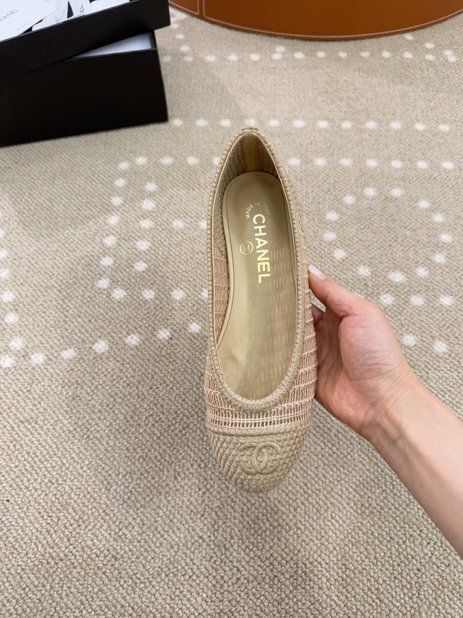 Bagsaaa Ch**el Ballet flats Beige Raffia