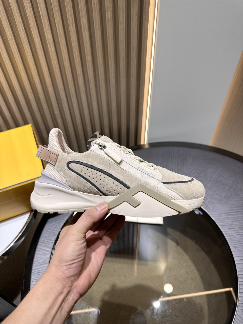 Bagsaaa F**di Flow Suede Beige Low Top Sneakers