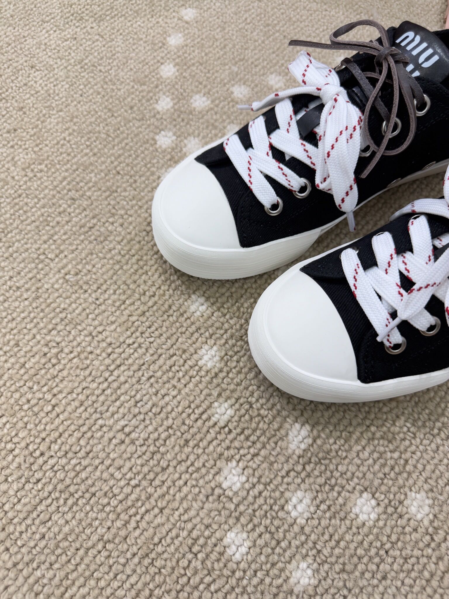Bagsaaa Miu Miu Washed denim sneakers black