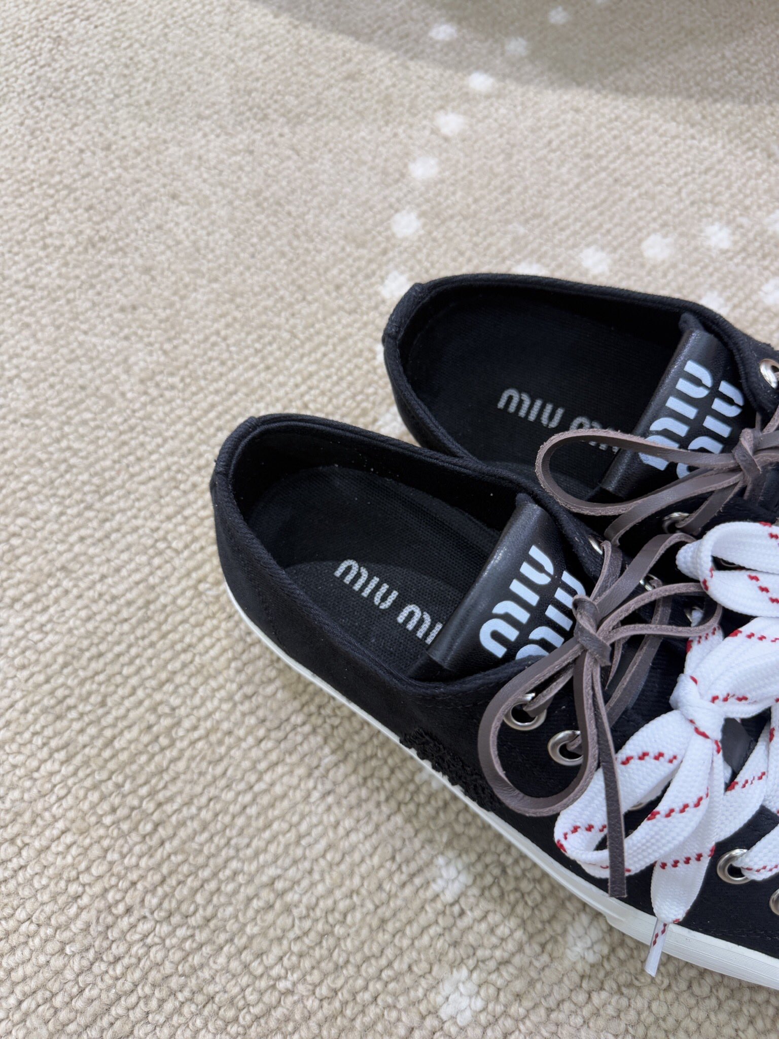 Bagsaaa Miu Miu Washed denim sneakers black
