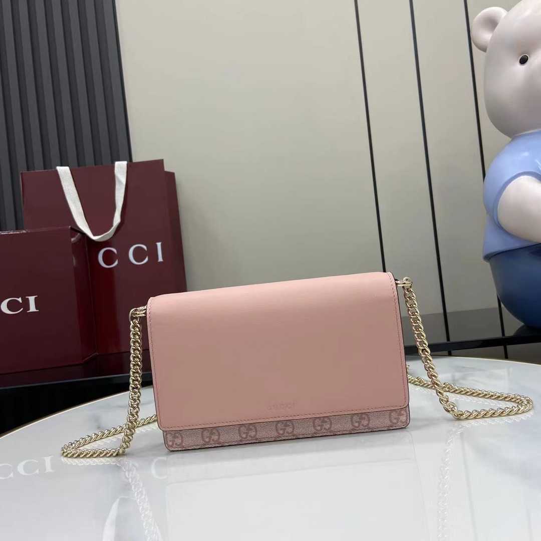 Bagsaaa Gvc*1 GG Emblem wallet on chain 826720 light pink - 20cm