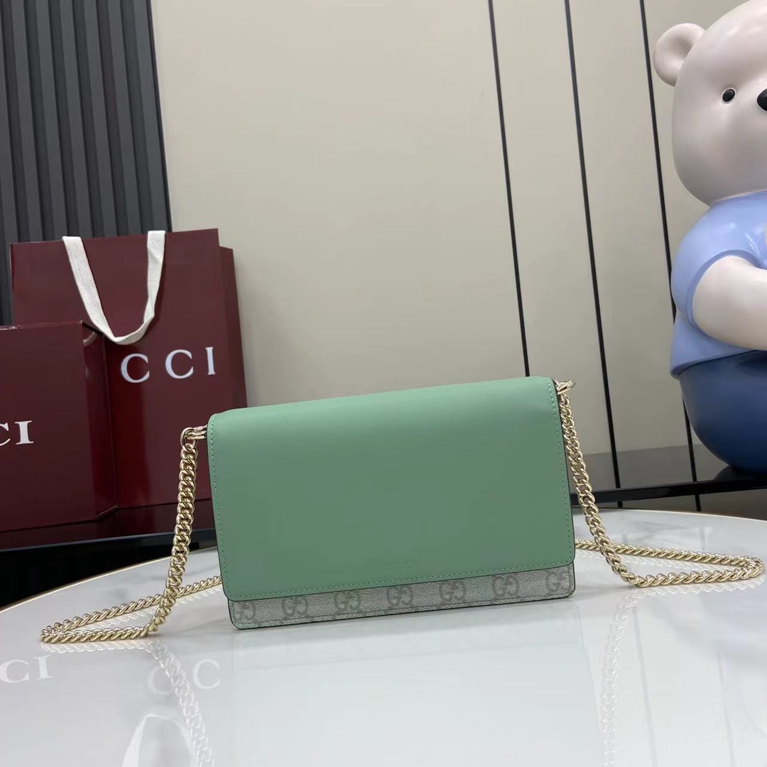 Bagsaaa Gvc*1 GG Emblem wallet on chain 826720 light green - 20cm