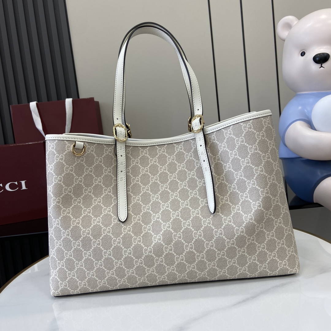 Bagsaaa Gvc*1 GG Emblem Medium Tote Bag 815213 beige & white - 38 x 25 x 15 cm