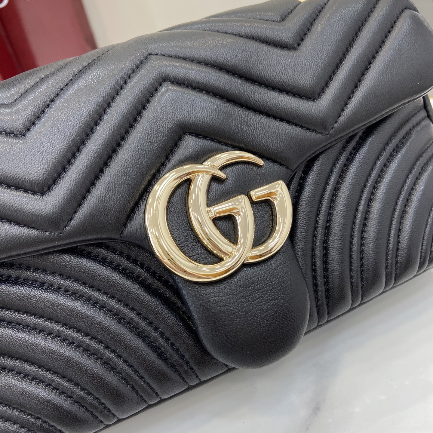 Bagsaaa Gvc*1 GG Marmont medium shoulder bag 837267 black - 26cm