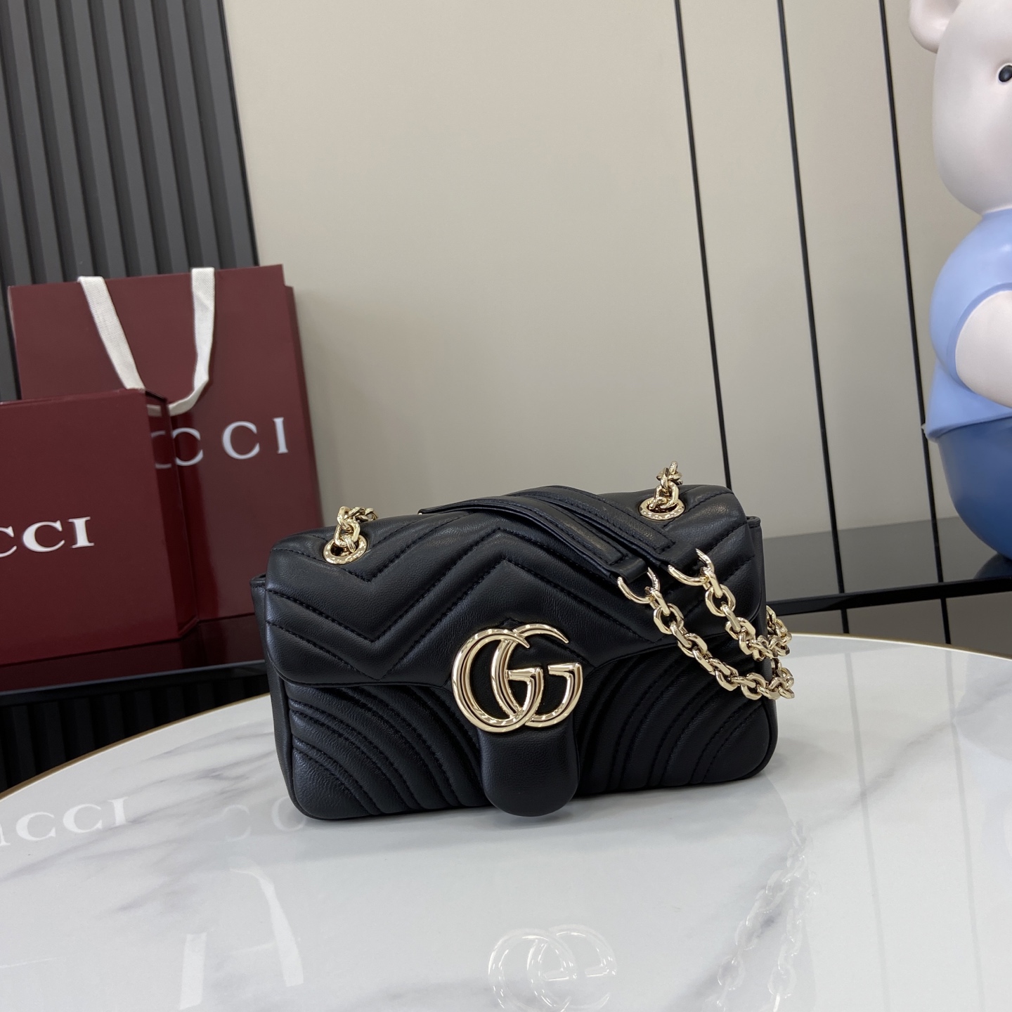 Bagsaaa Gvc*1 GG Marmont small shoulder bag 837280 black - 22cm