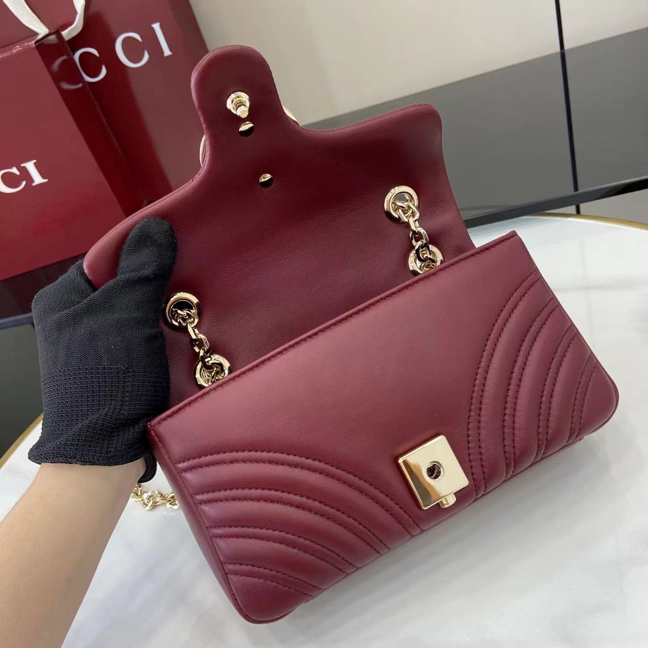 Bagsaaa Gvc*1 GG Marmont small shoulder bag 837280 red - 22cm